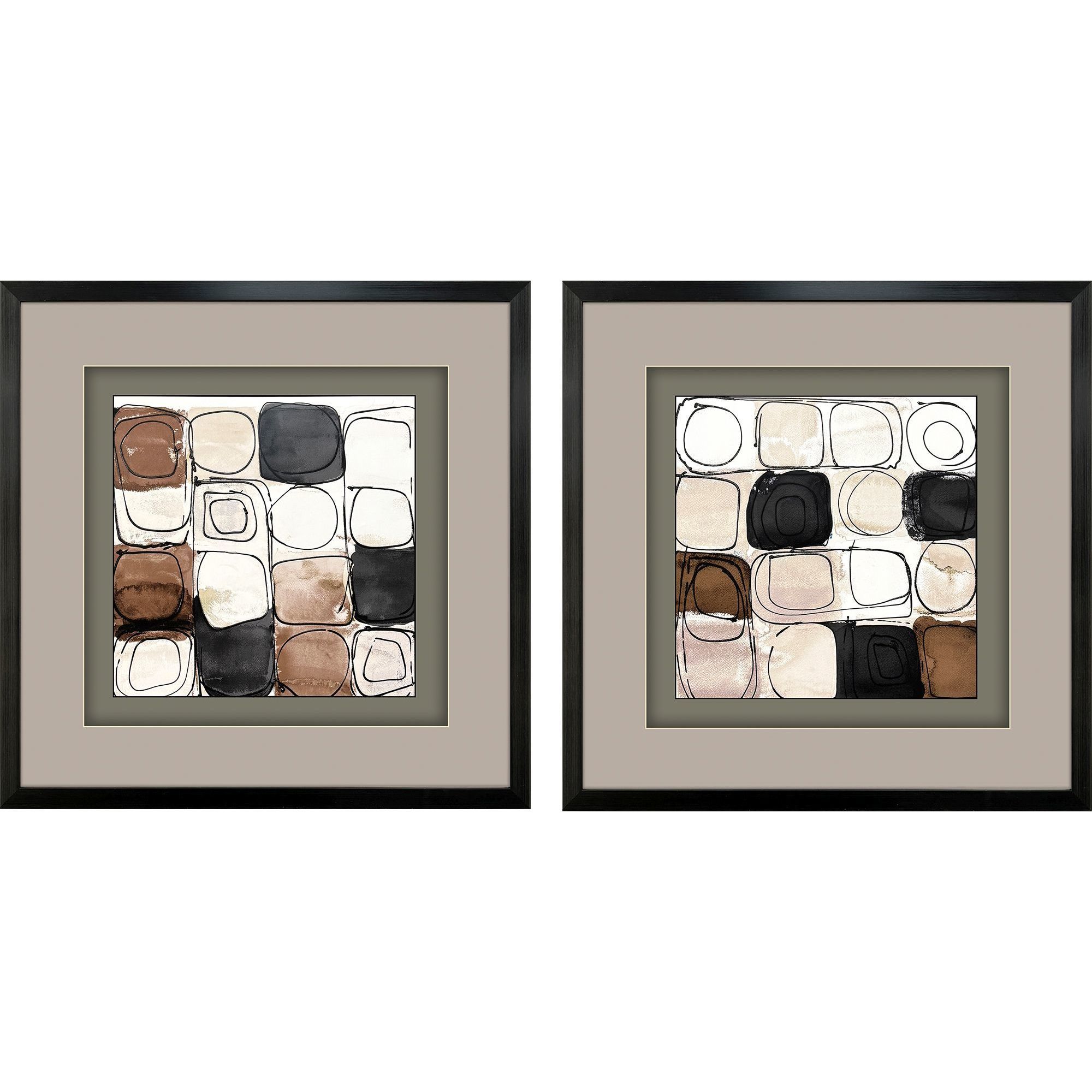 Circular Square Brown and Black and Gray Framed Art, Propac