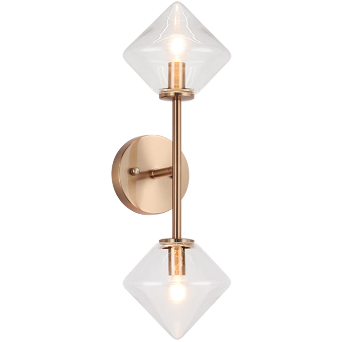 Novo 2 Light 6.25 inch Aged Gold Brass Wall Sconce Wall Light in Aged Gold Brass and Clear