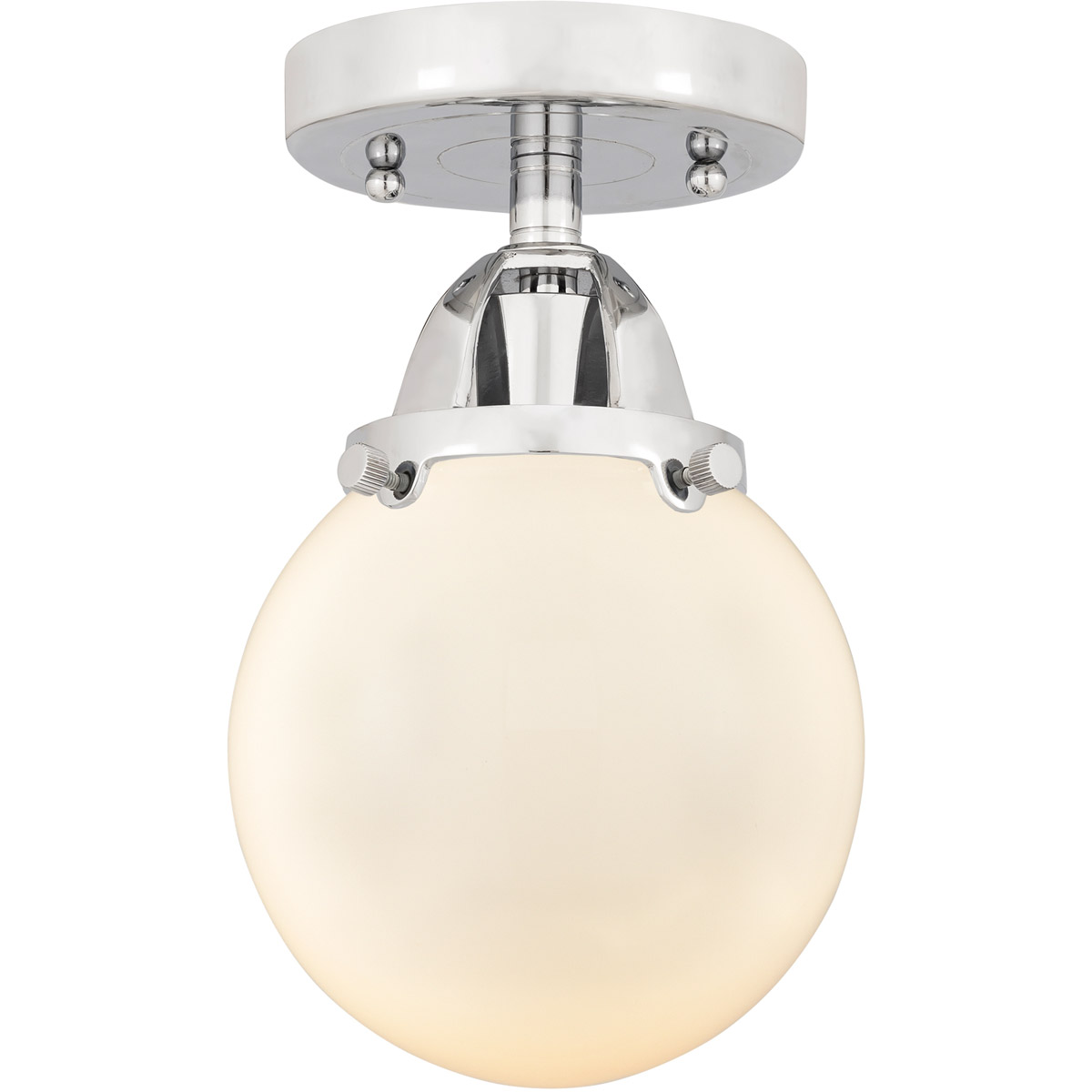 Nouveau 2 Beacon 1 Light 6 inch Polished Chrome Semi-Flush Mount Ceiling Light in Matte White Glass
