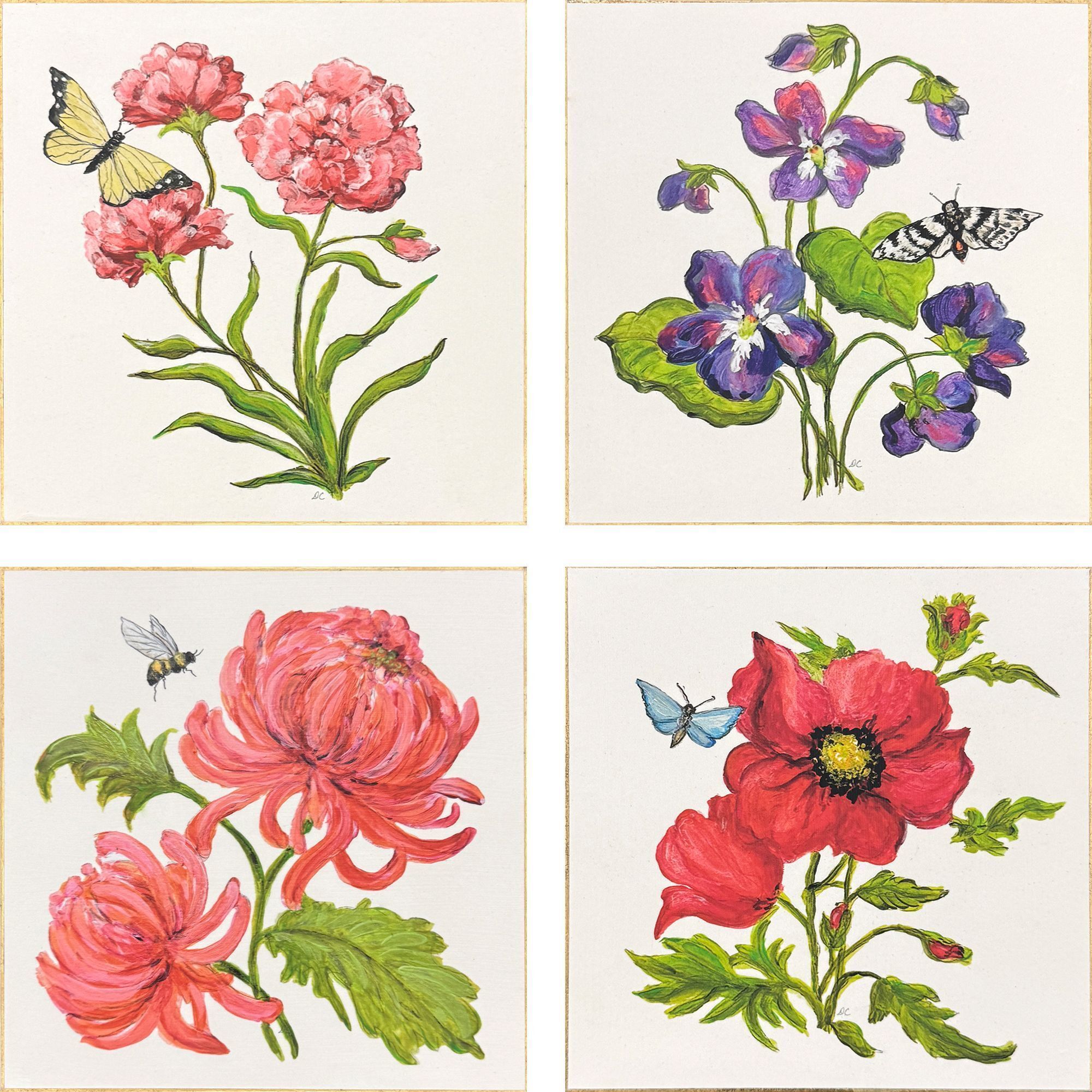 Floral Snapshot Multi and Green and Red and Purple Wall Sculpture, The Studio