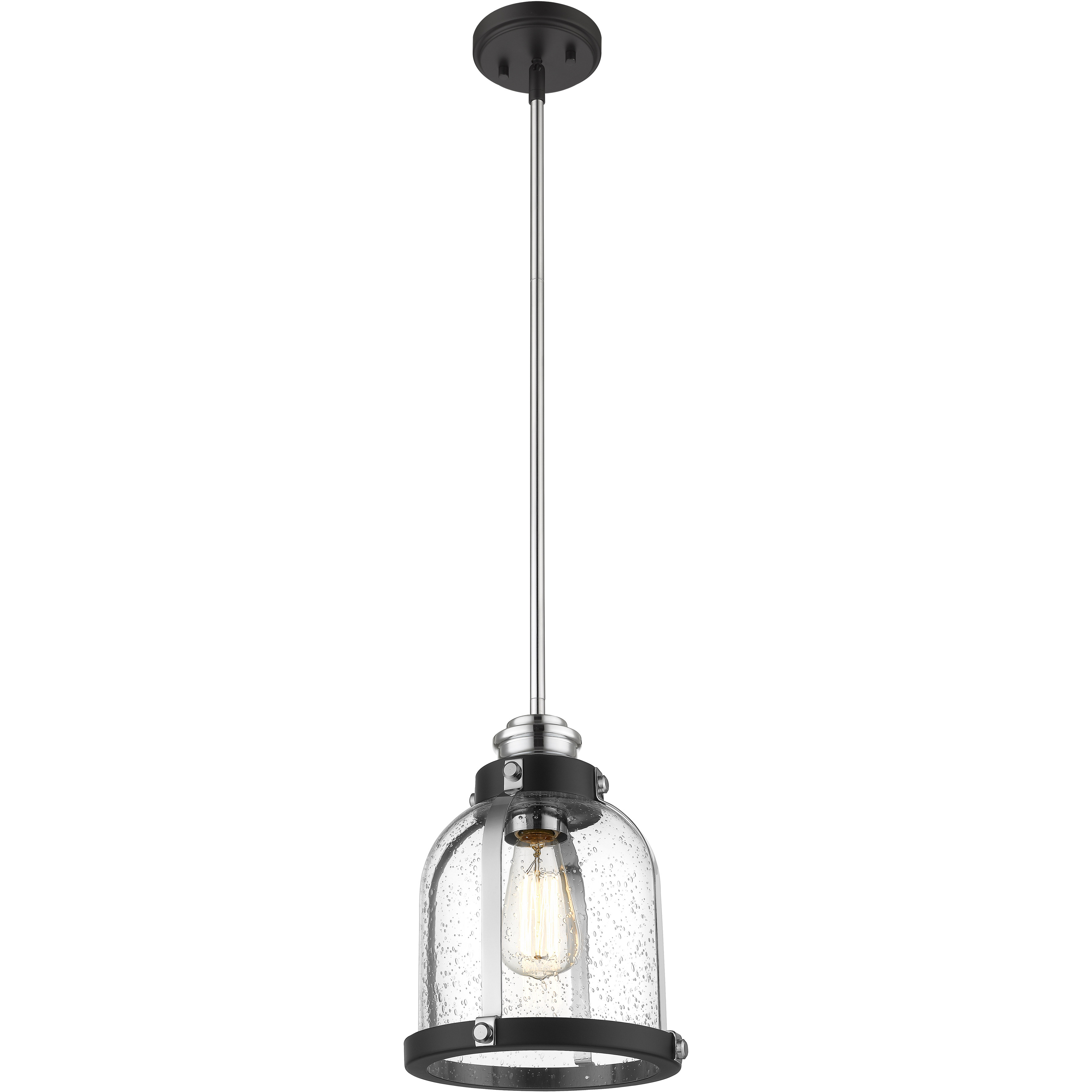Burren 1 Light 8.75 inch Matte Black and Chrome Pendant Ceiling Light