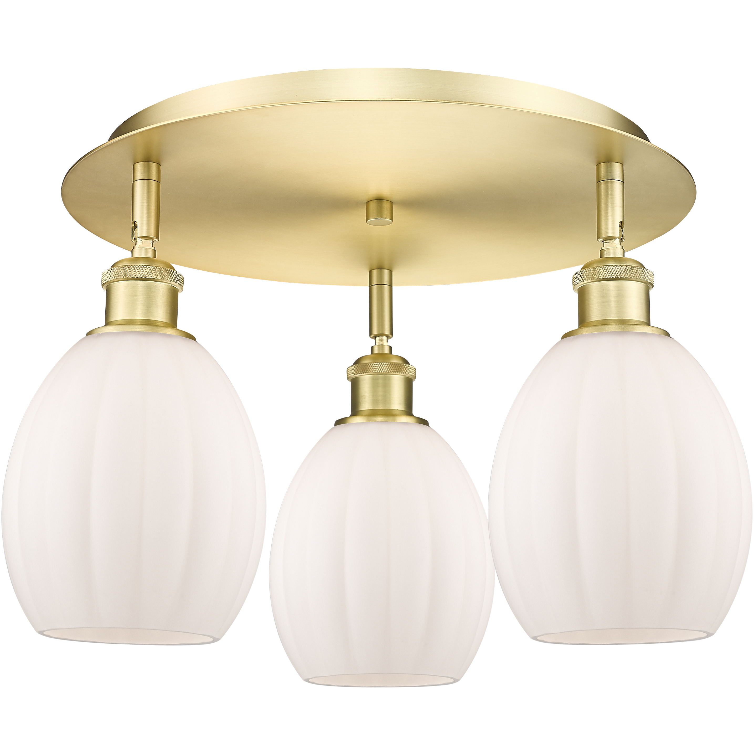 Eaton 3 Light 17.25 inch Satin Gold Flush Mount Ceiling Light in Matte White