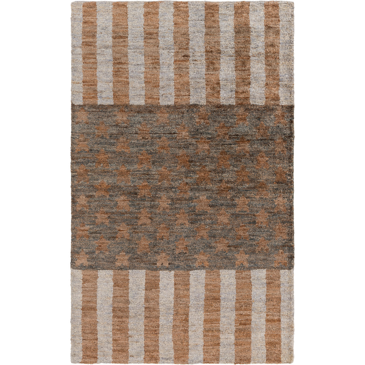Scarborough 96 X 60 inch Medium Gray, Light Gray, Dark Green, Camel Rug