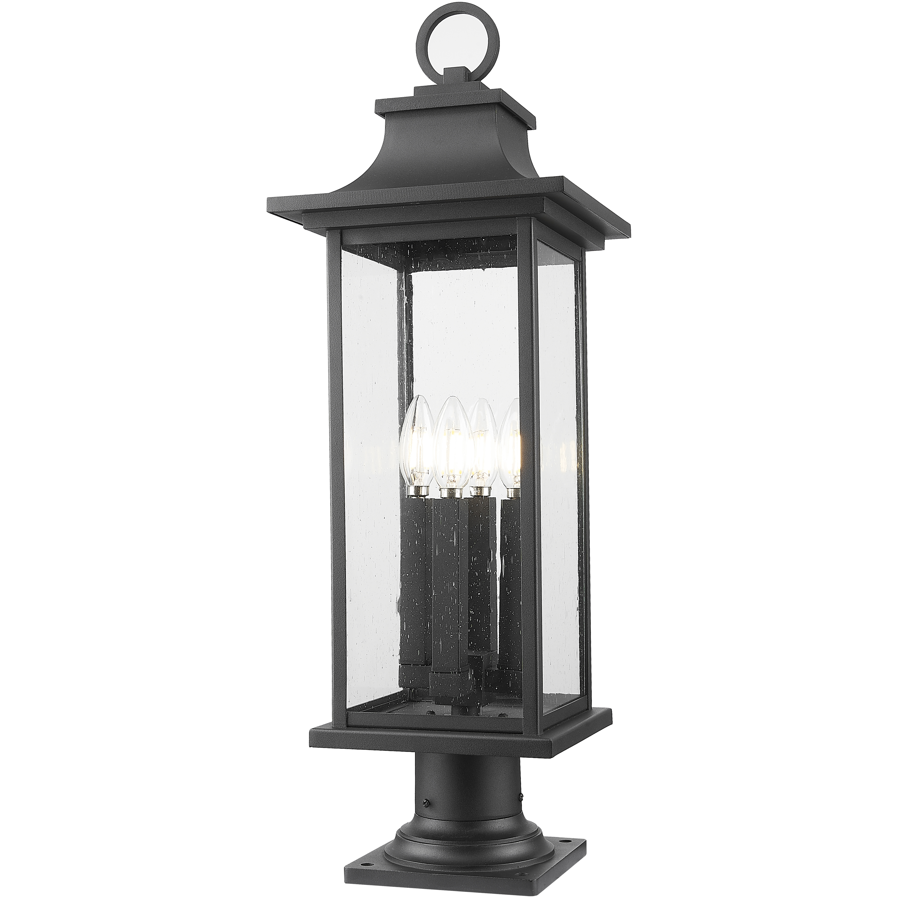 Tiberius 4 Light 27.25 inch Black Outdoor Pier Mounted Fixture
