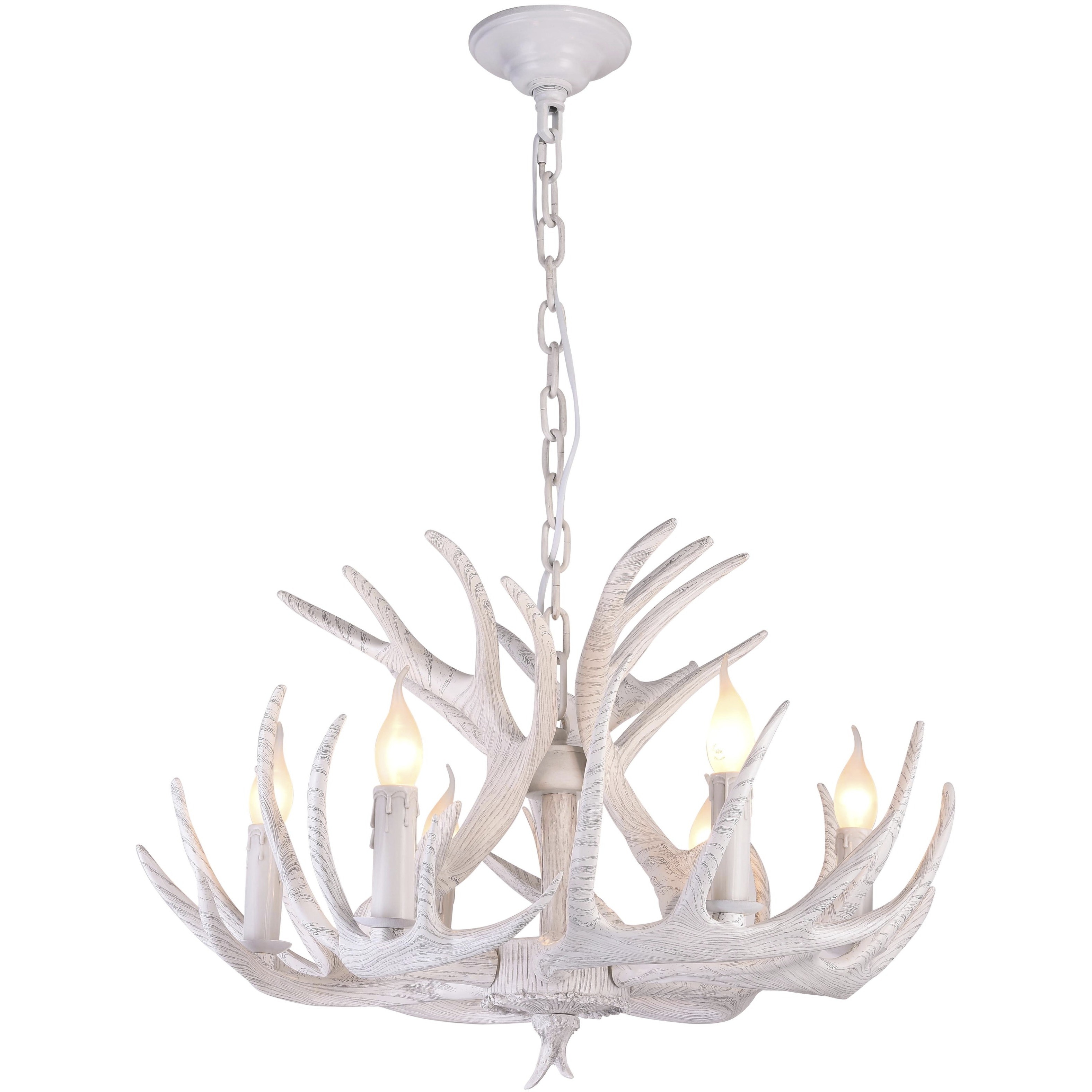 Canada 6 Light 27.5 inch White Antler Pendant Ceiling Light