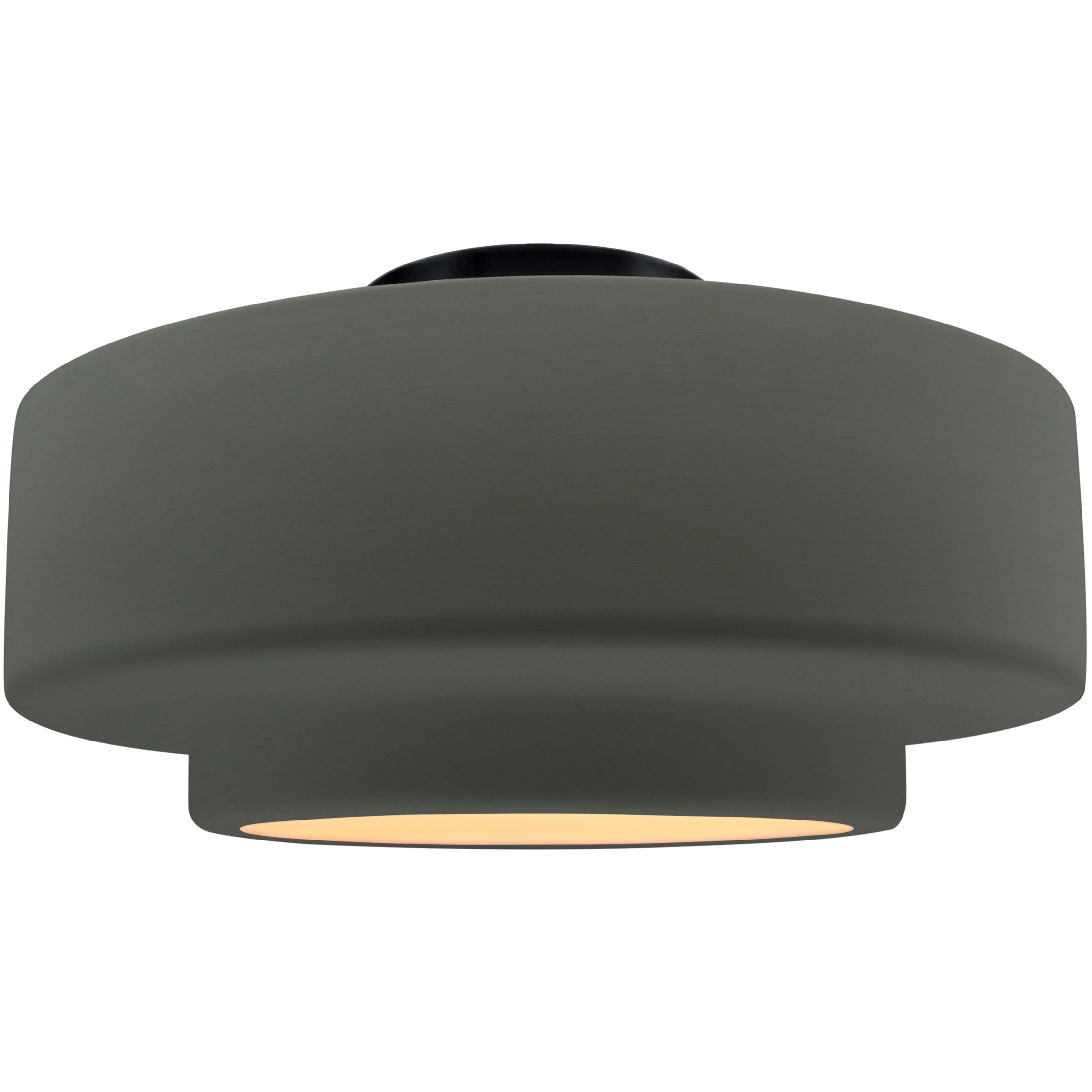 Radiance Collection - Tier 1 Light 16.5 inch Pewter Green and Matte Black Semi-Flush Ceiling Light in Replaceable Bulb, 16.5W x 8H, Form+Finish+Function