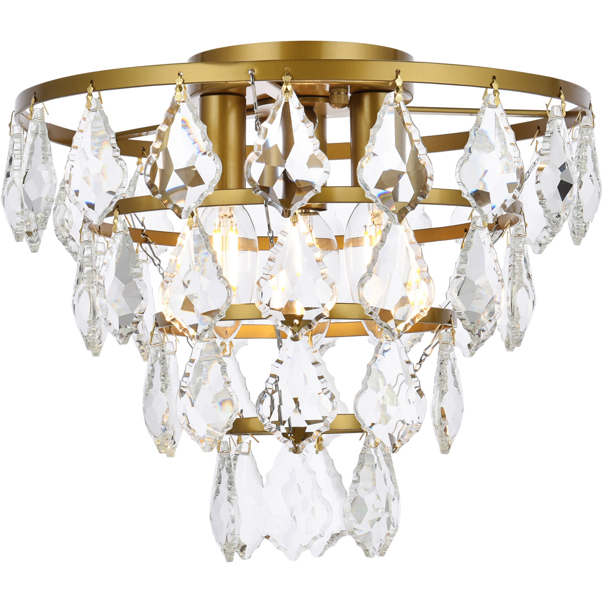 Ella 3 Light 12 inch Brass Flush Mount Ceiling Light
