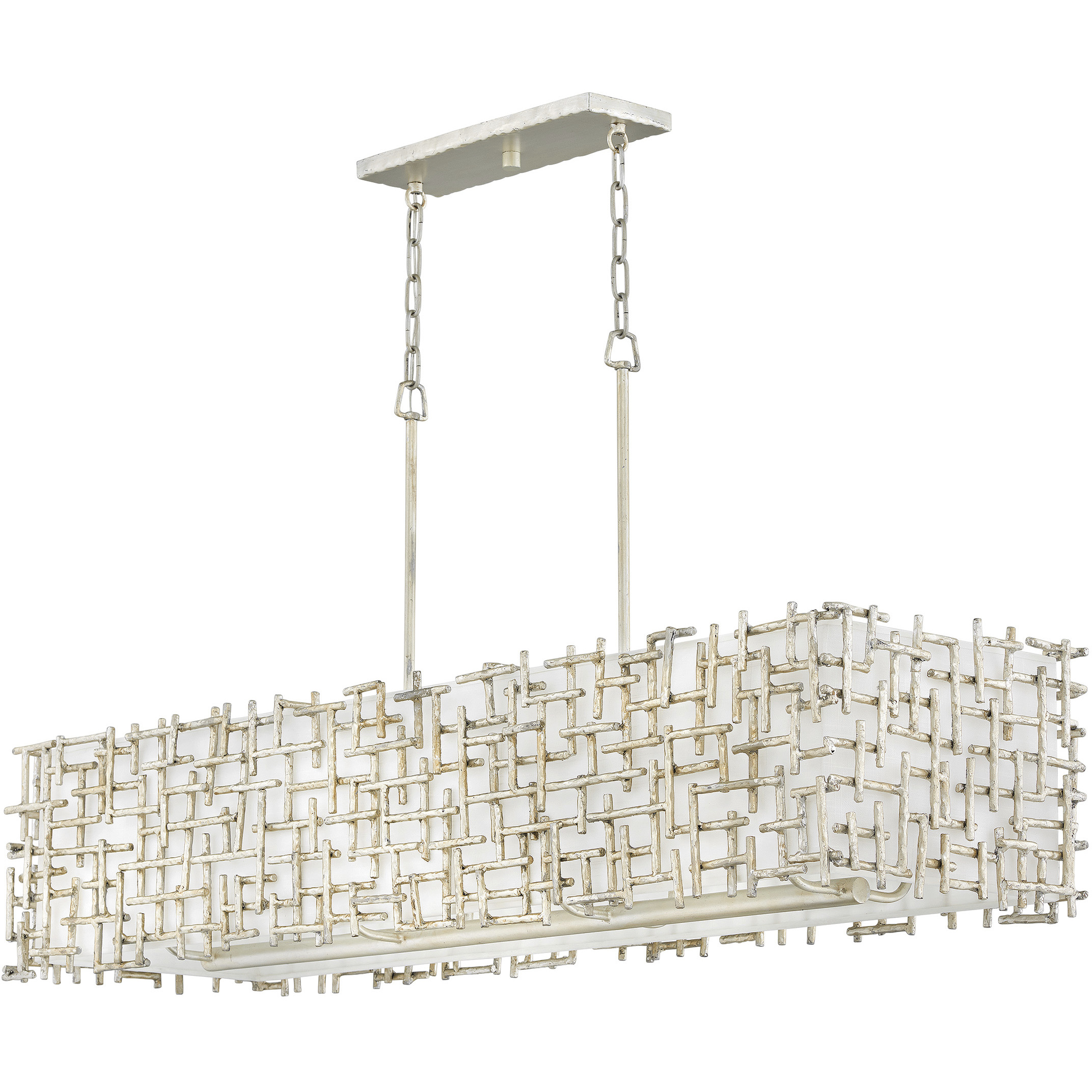 Farrah LED 48.25 inch Silver Leaf Chandelier Ceiling Light, Linear & Oval