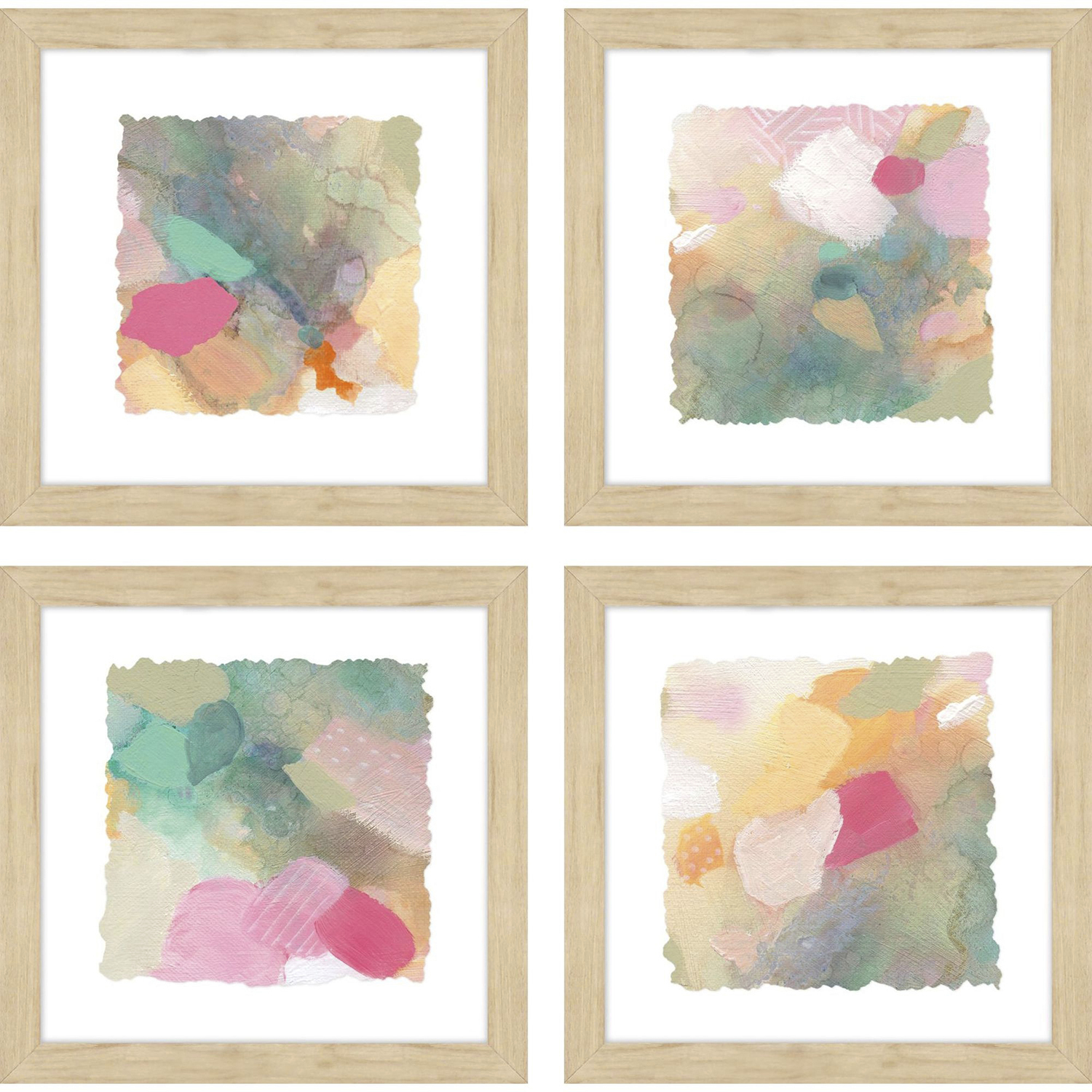 Seagrass Pastels Pink and Green and Teal Framed Art, Propac