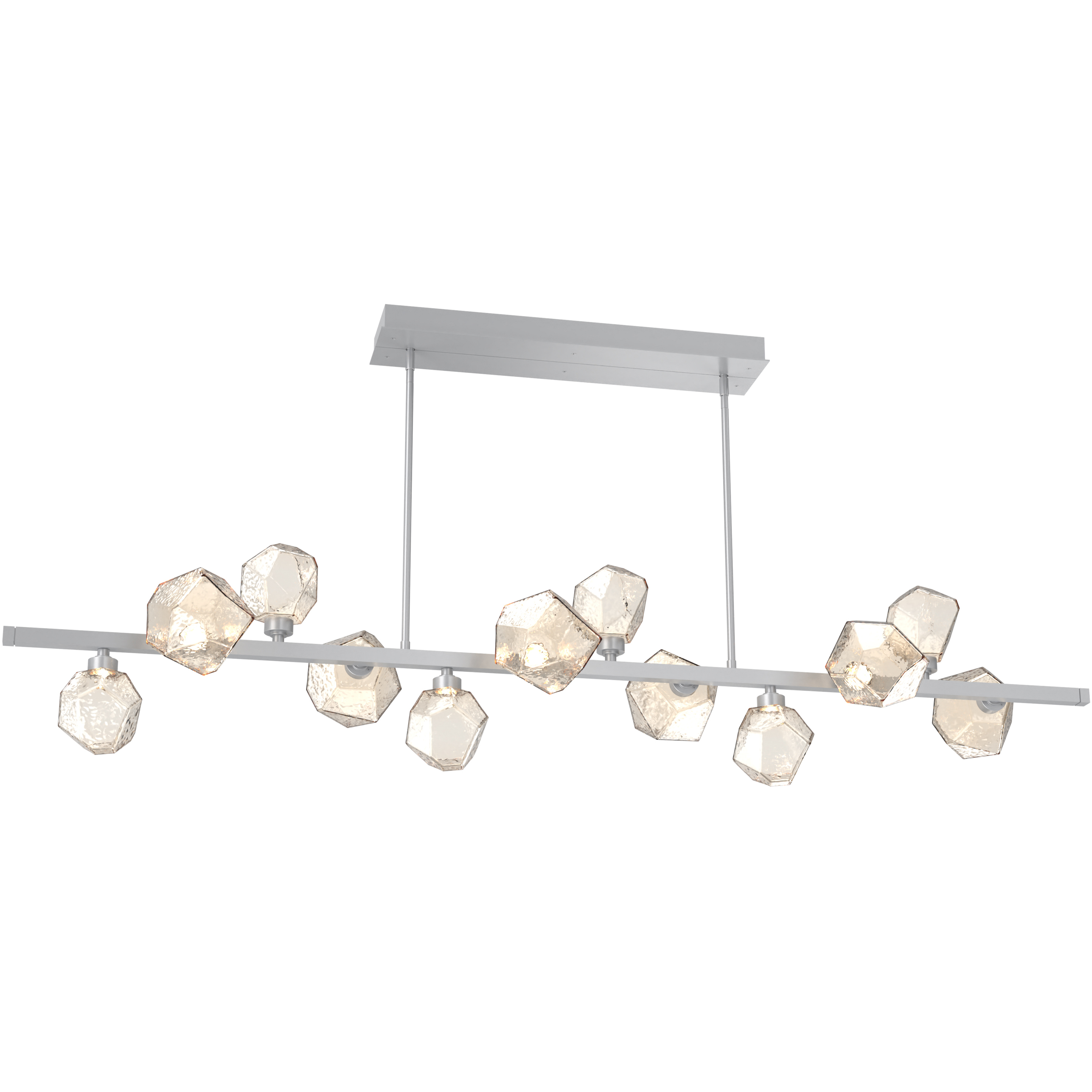 Gem LED 72 inch Classic Silver Chandelier Ceiling Light in 3000K LED, Amber, Twisted Branch