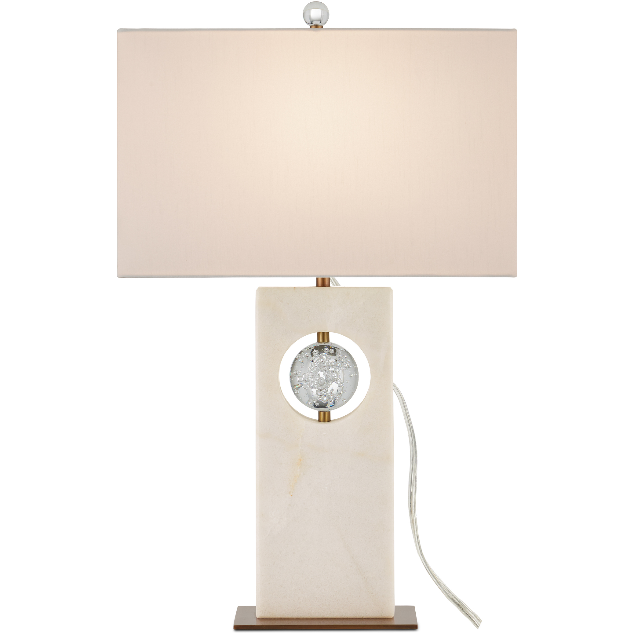 Radiant 27 inch 150 watt White/Clear/Antique Brass Table Lamp Portable Light