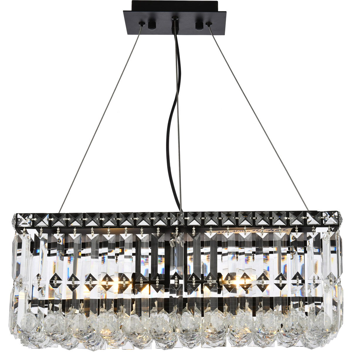 Maxime 4 Light 20 inch Black and Clear Linear Chandelier Ceiling Light in Royal Cut