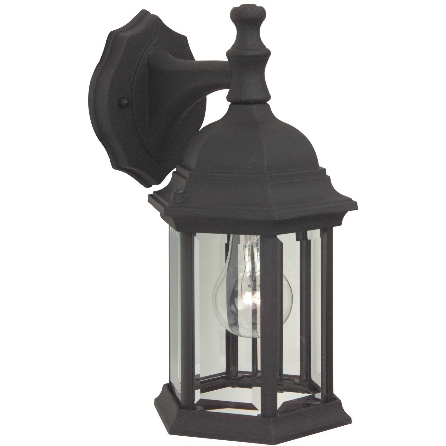 Hex Style 1 Light 12 inch Textured Black Outdoor Wall Mount in Textured Matte Black, Clear Beveled, Medium