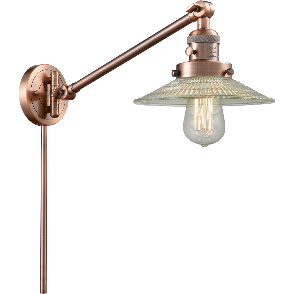 Halophane 21 inch 60.00 watt Antique Copper Swing Arm Wall Light, Franklin Restoration