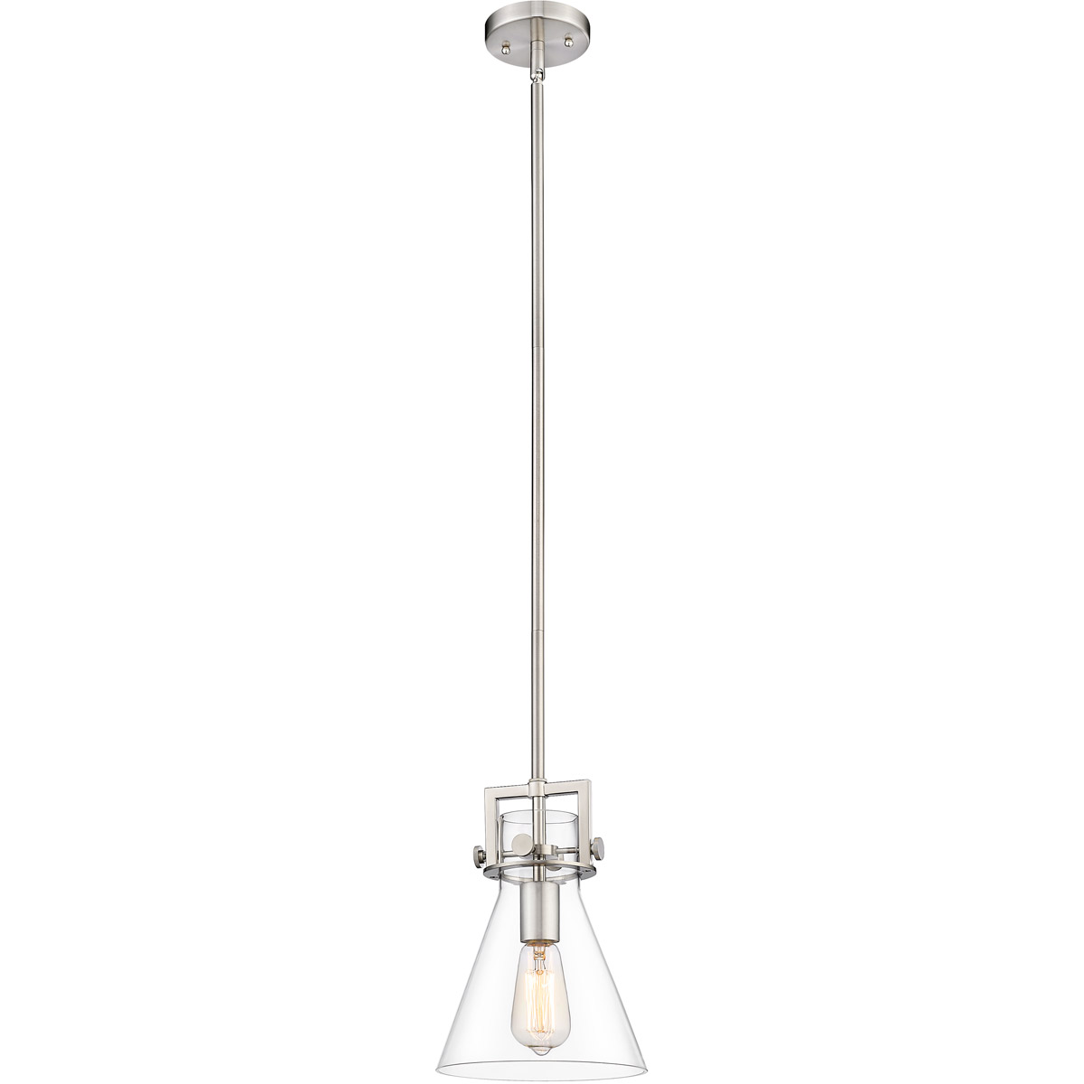 Newton Newton Cone 1 Light 8 inch Brushed Satin Nickel Mini Pendant Ceiling Light