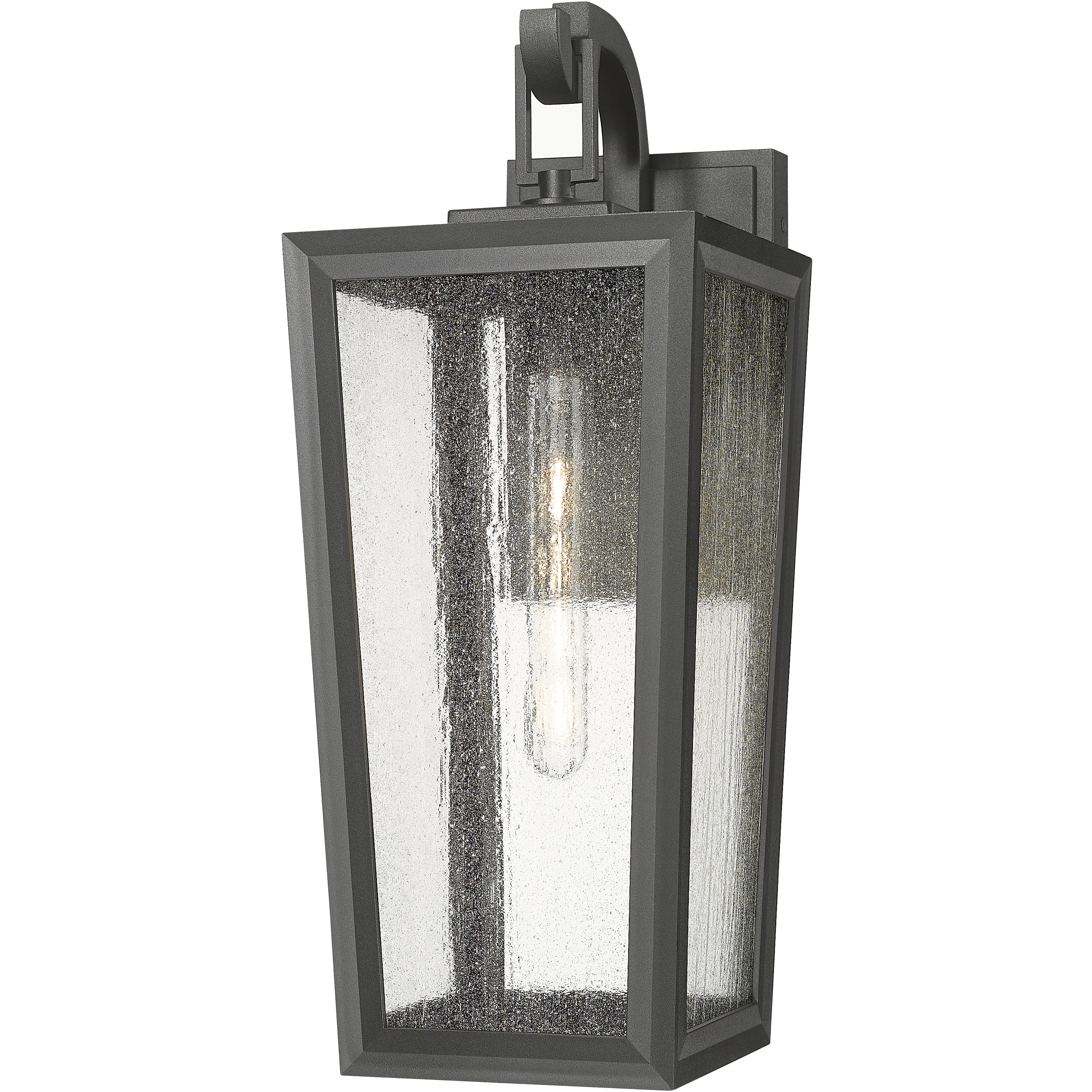 Madison 1 Light 20.75 inch Matte Black Outdoor Sconce in Seedy Glass