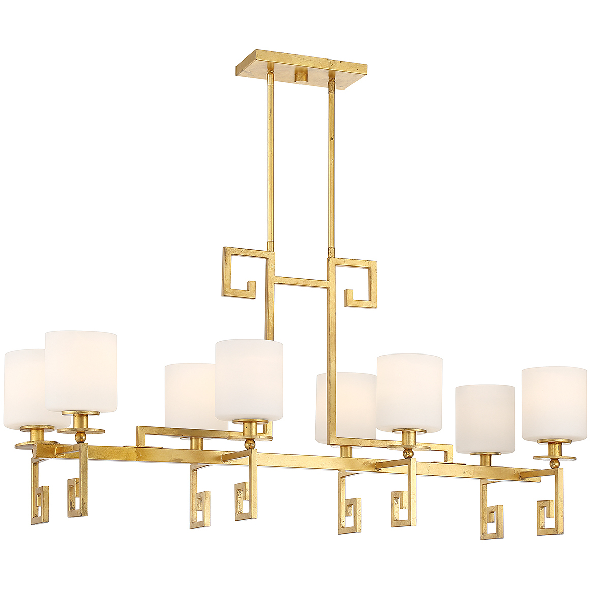 Quatrain 8 Light 41.25 inch True Gold Linear Chandelier Ceiling Light