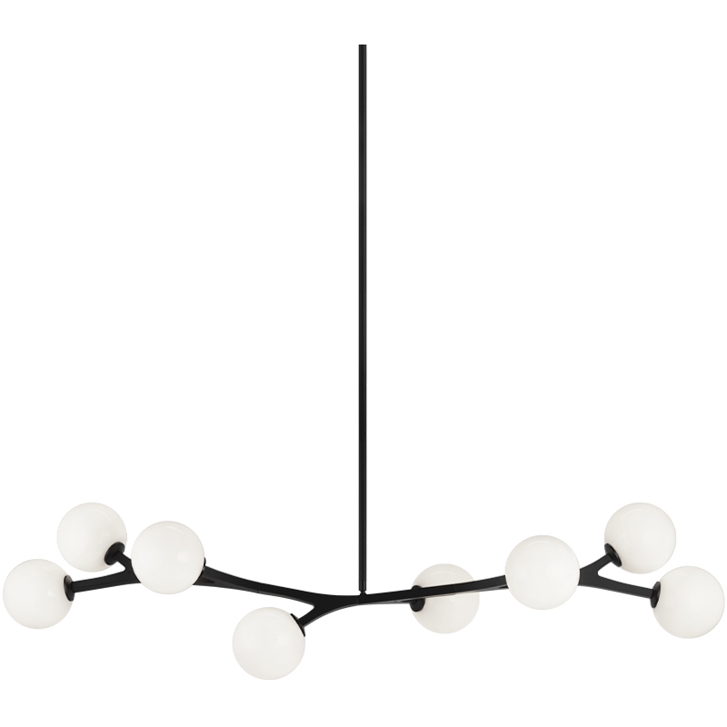 Rami 8 Light 13.88 inch Black Chandelier Ceiling Light in Black and Opal Glass