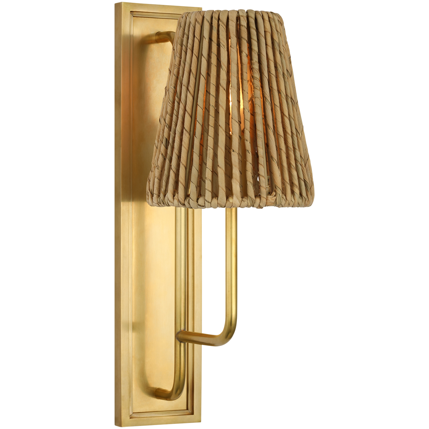 Amber Lewis Rui LED 5 inch Hand-Rubbed Antique Brass Sconce Wall Light in Natural Abaca