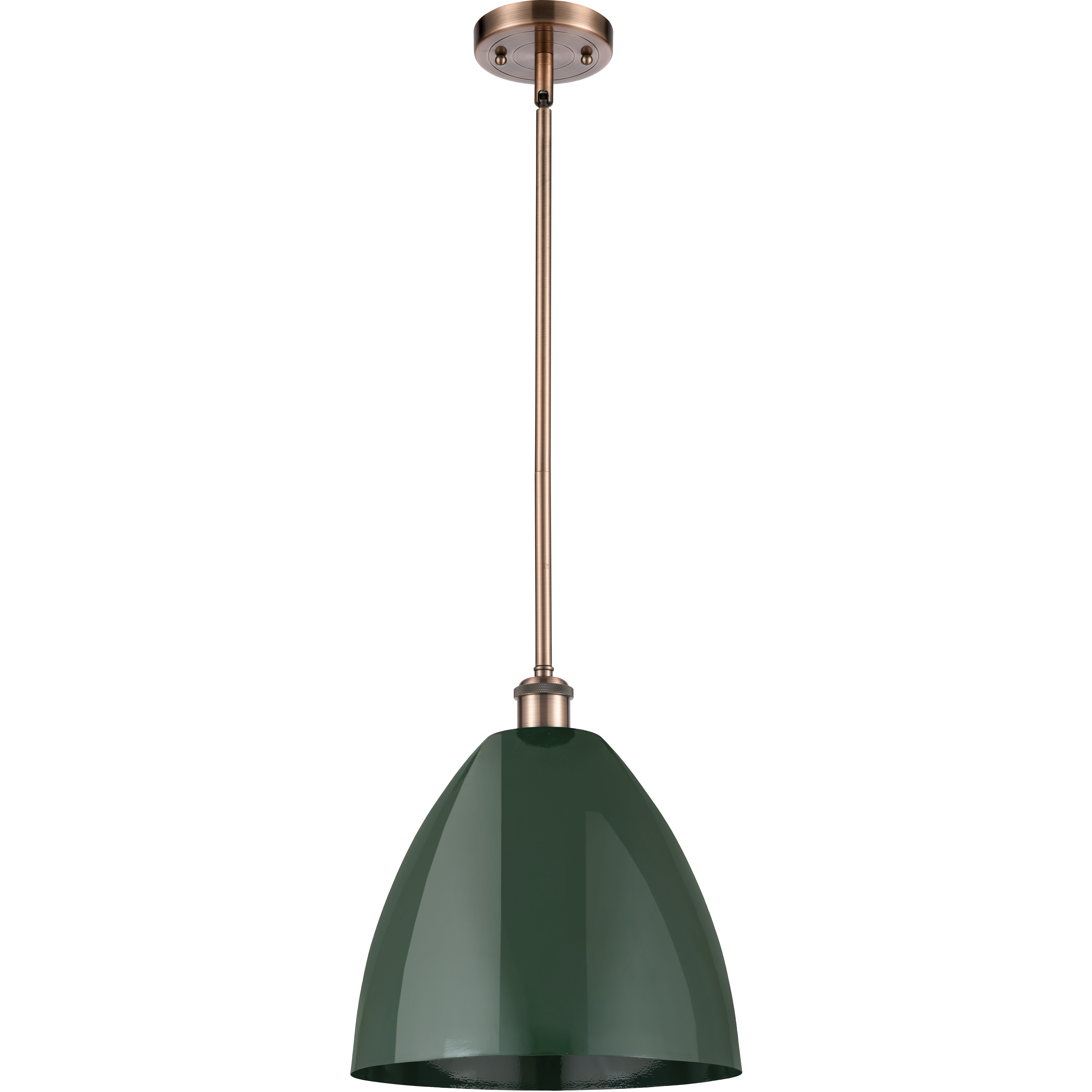 Ballston Plymouth Dome LED 12 inch Antique Copper Pendant Ceiling Light in Matte Green