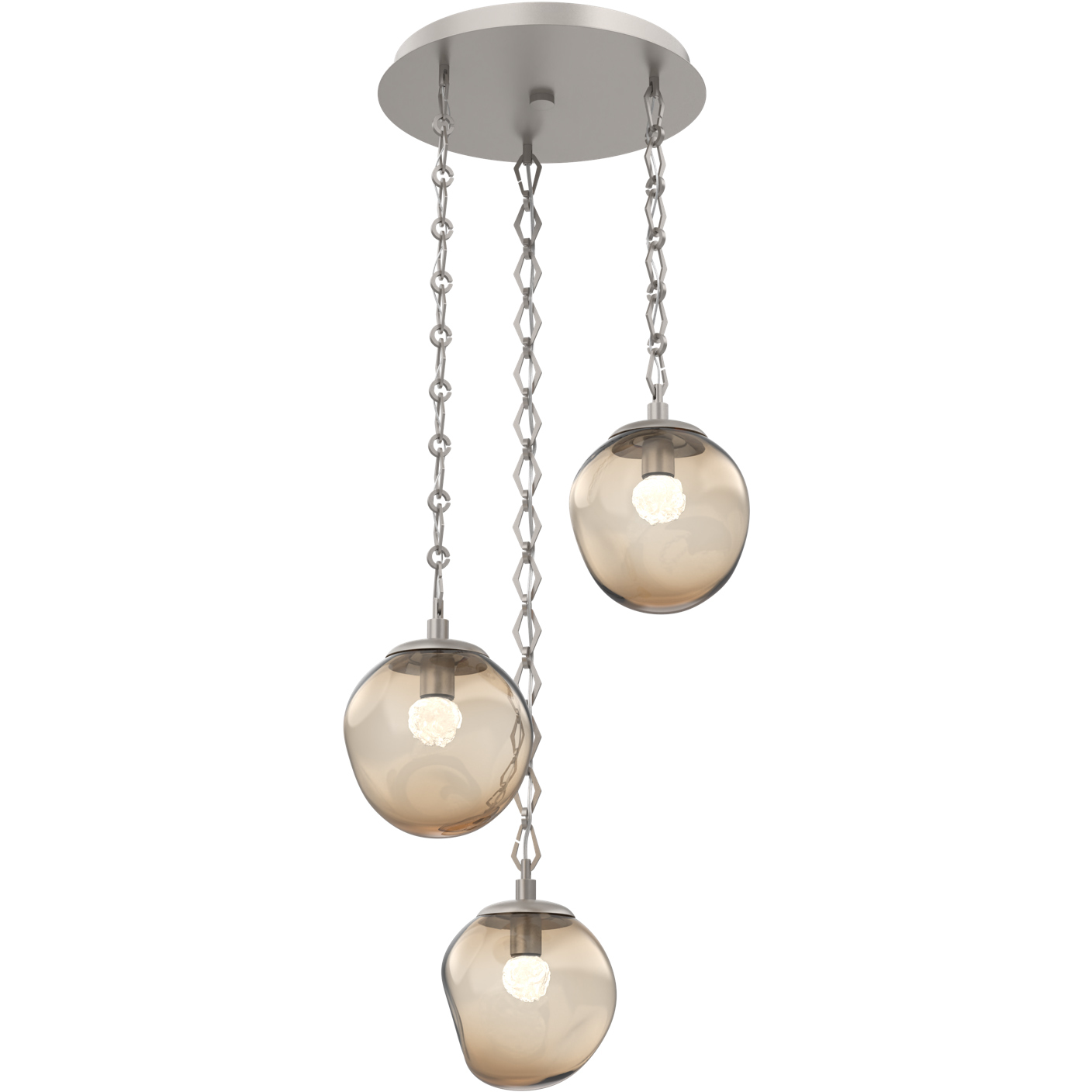 Aster LED 22.3 inch Beige Silver Multi-Pendant Ceiling Light in 3000K LED, Bronze, Diamond Chain