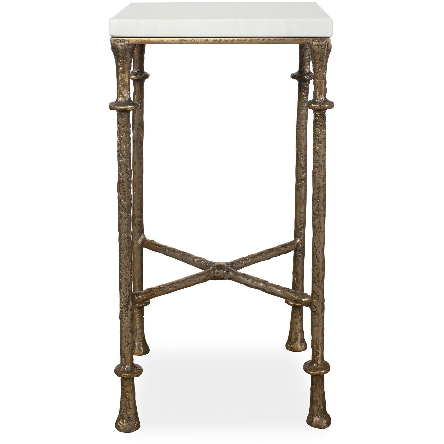 Penelope 24 X 12 inch White Marble and Antique Brass Accent Table