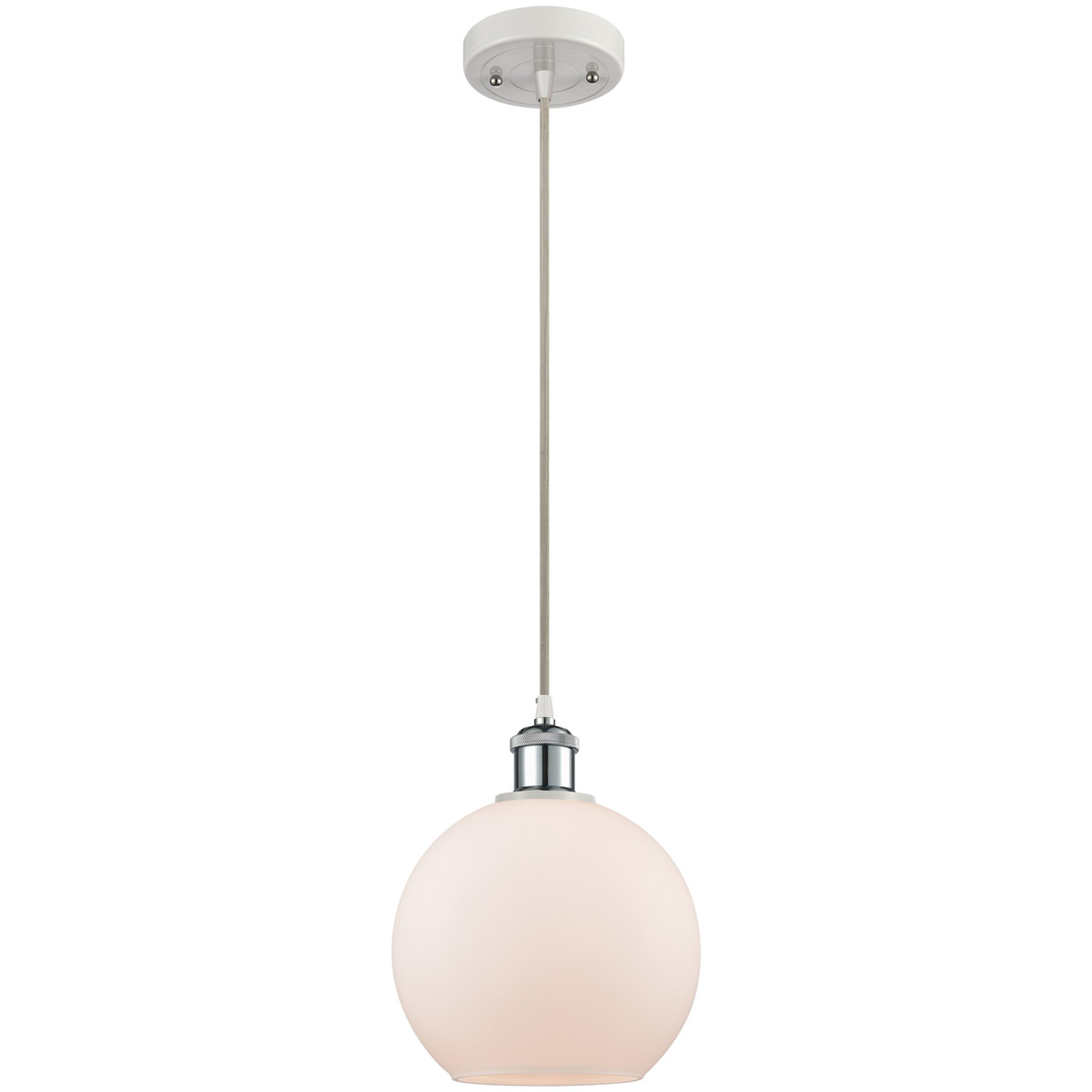 Ballston Athens LED 8 inch White and Polished Chrome Mini Pendant Ceiling Light, Ballston