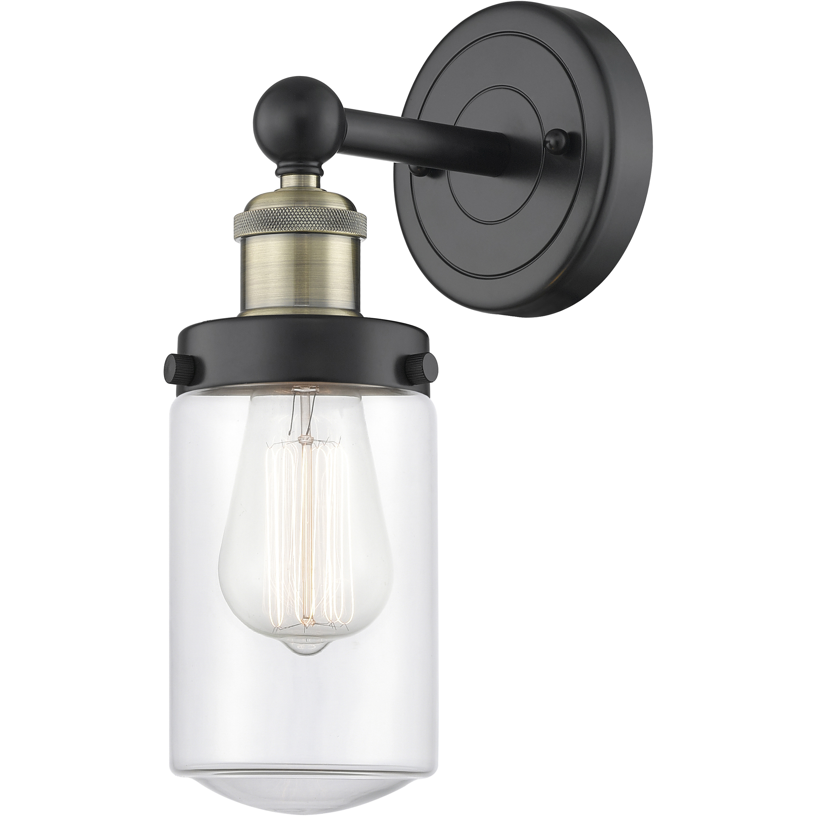 Dover Sconce Wall Light in Black Antique Brass, Clear