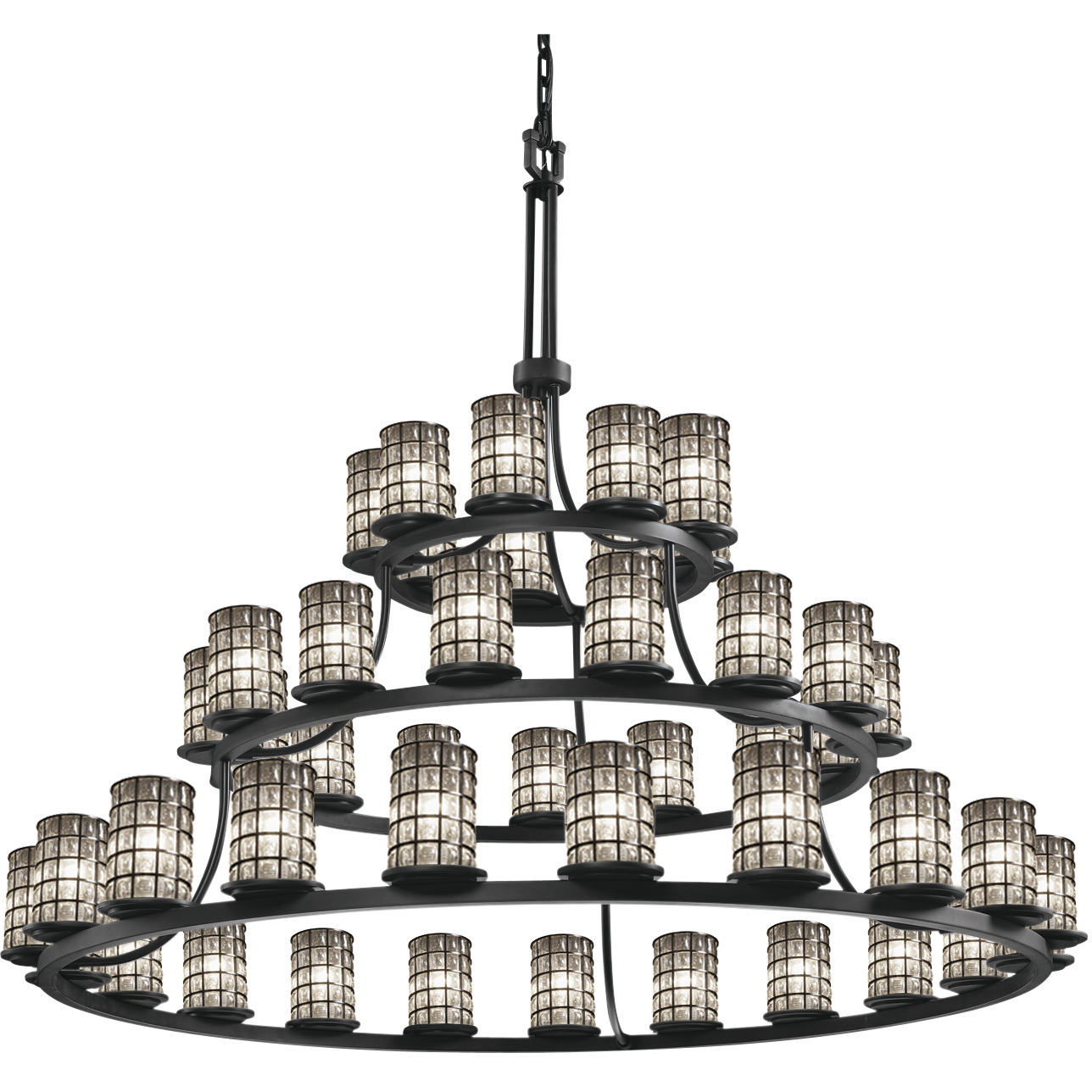 Wire Glass 45 Light 60 inch Matte Black Chandelier Ceiling Light, Choices