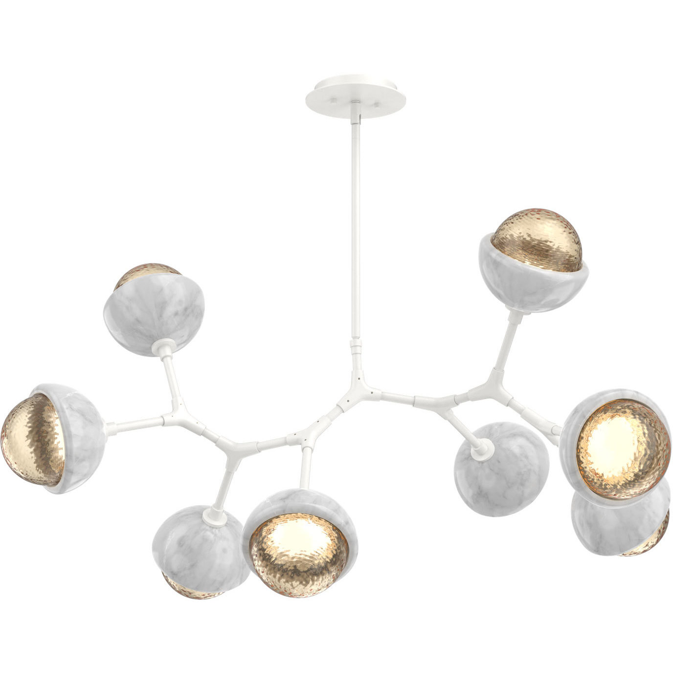 Cabochon LED 37.6 inch Salt White with White Marble Pendant Ceiling Light in 3000K LED, Amber, Modern Branch