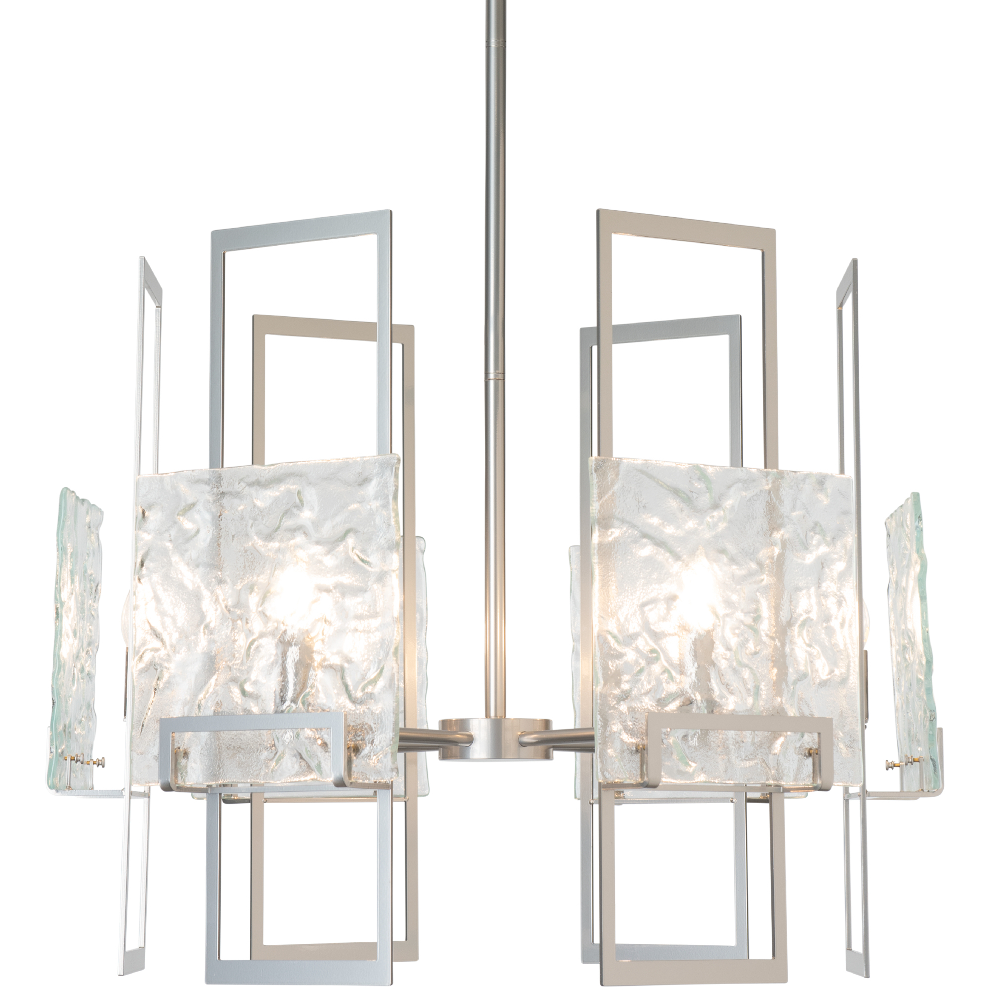 Geo 6 Light 31.3 inch Natural Iron Pendant Ceiling Light in Clear