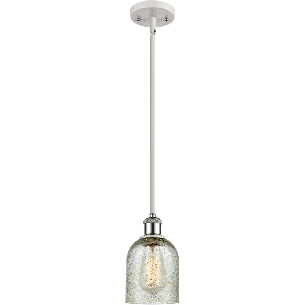 Ballston Caledonia LED 5 inch White and Polished Chrome Pendant Ceiling Light in Mica Glass, Ballston