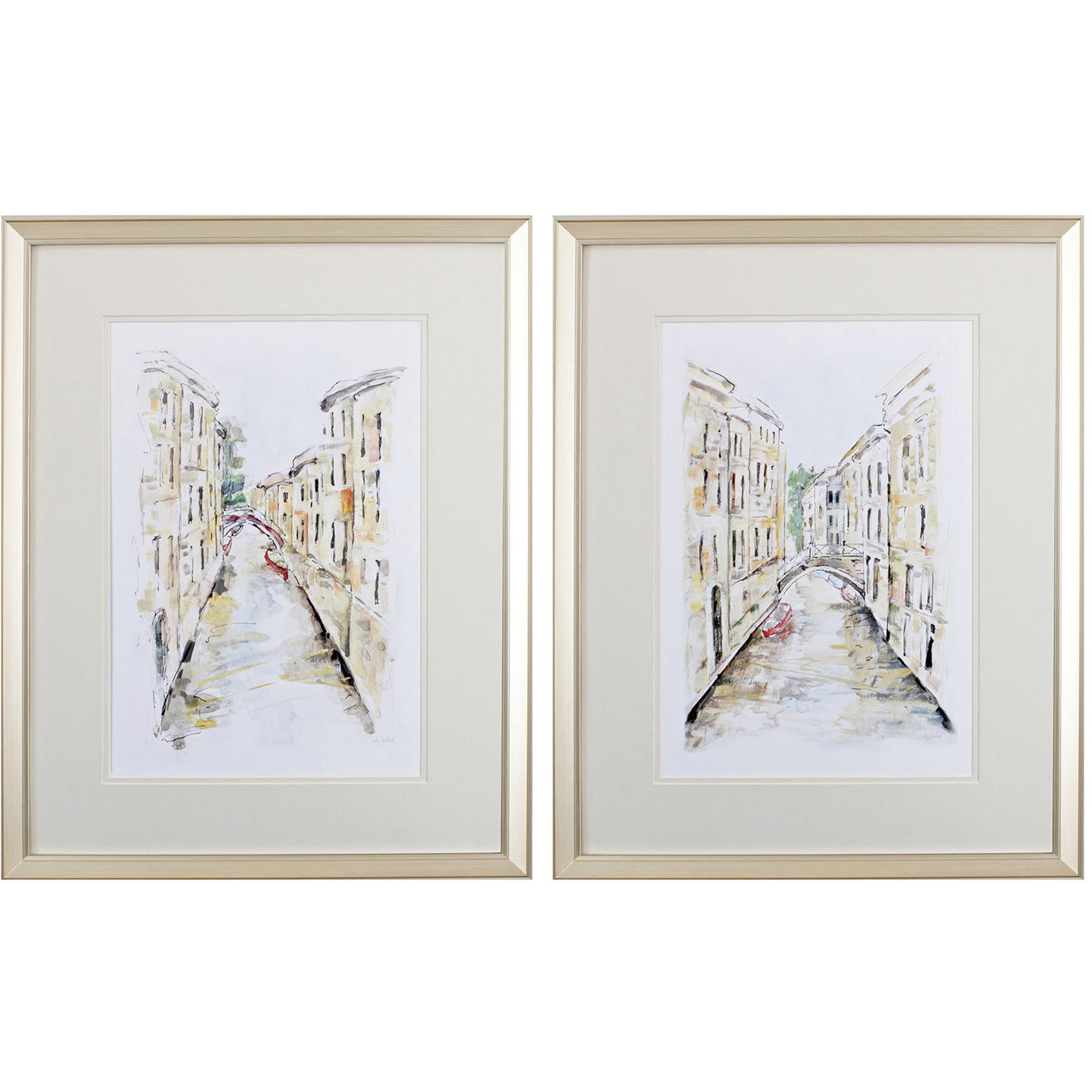 Travel Neutral and Gray and Red and Blue Framed Art, Propac