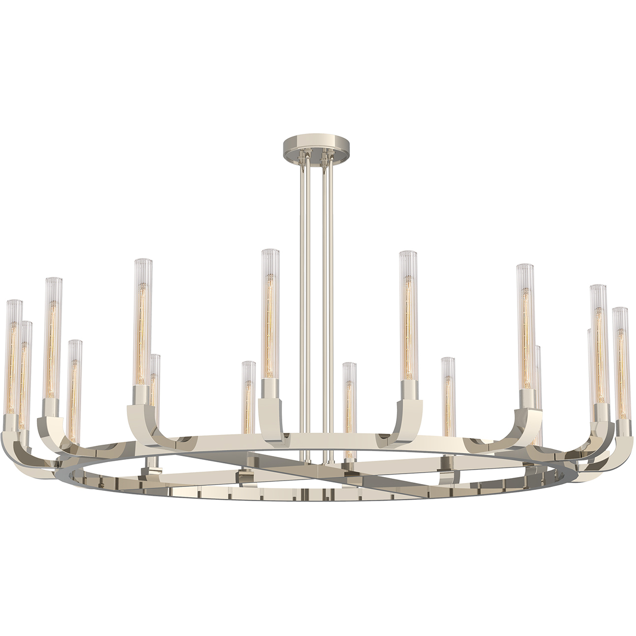 Flute 16 Light 72 inch Polished Nickel Chandelier Ceiling Light