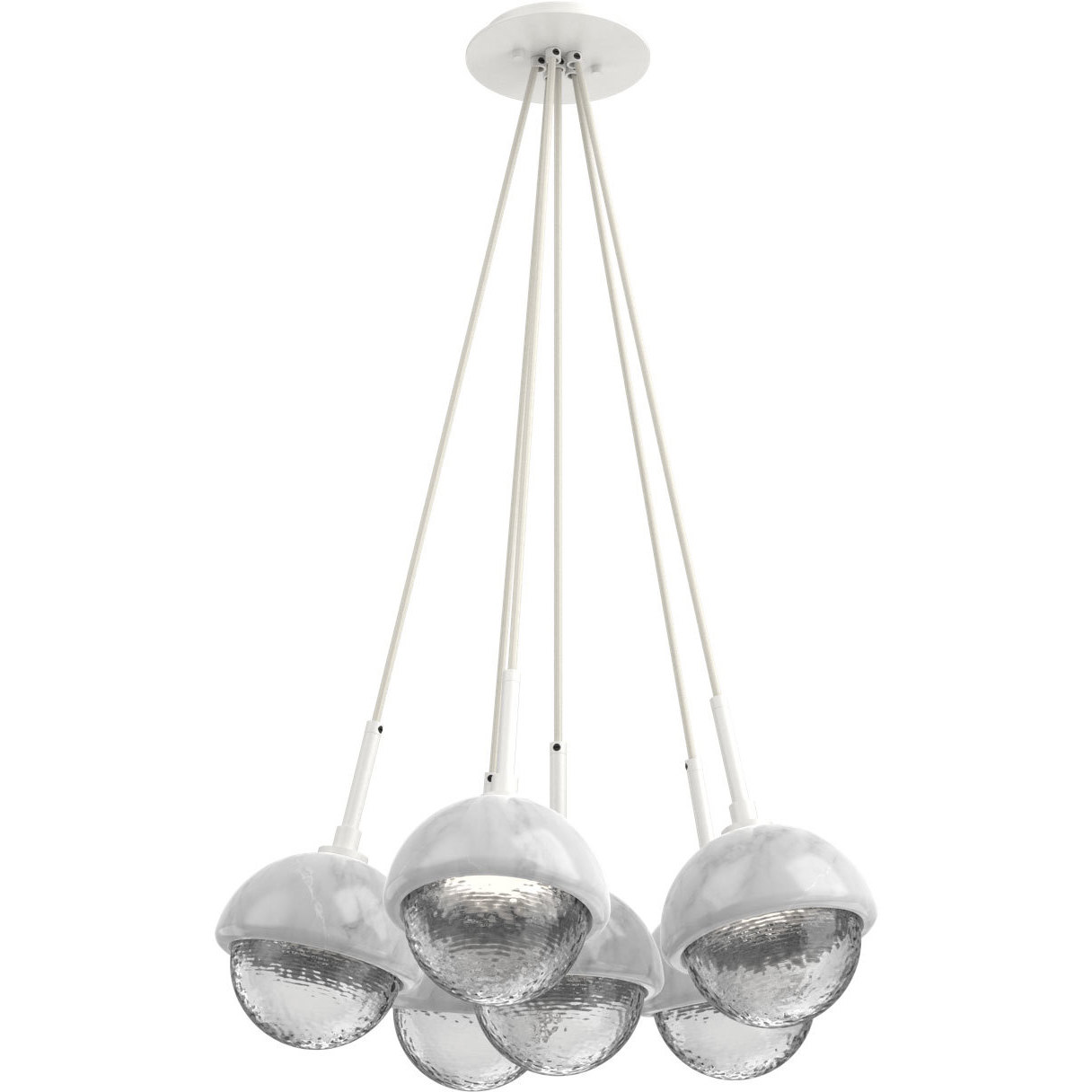 Cabochon LED 18.5 inch Salt White with White Marble Cluster Pendant Ceiling Light in 3000K LED, Clear