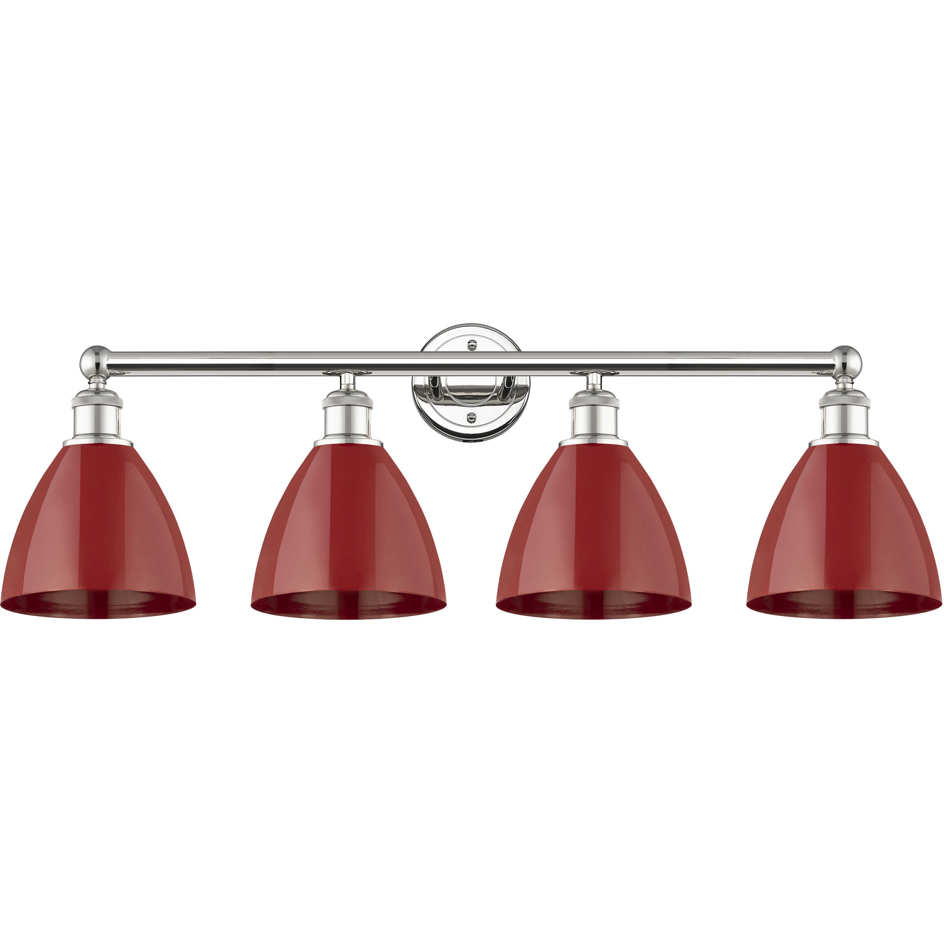Plymouth Dome 4 Light 34.5 inch Polished Nickel Bath Vanity Light Wall Light in Red
