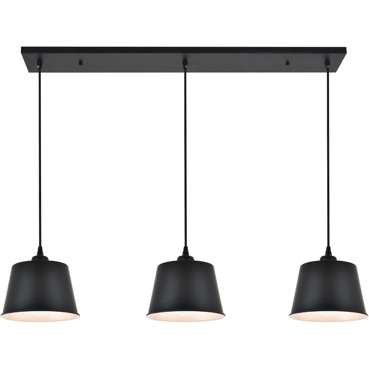 Nota 3 Light 41 inch Black Pendant Ceiling Light