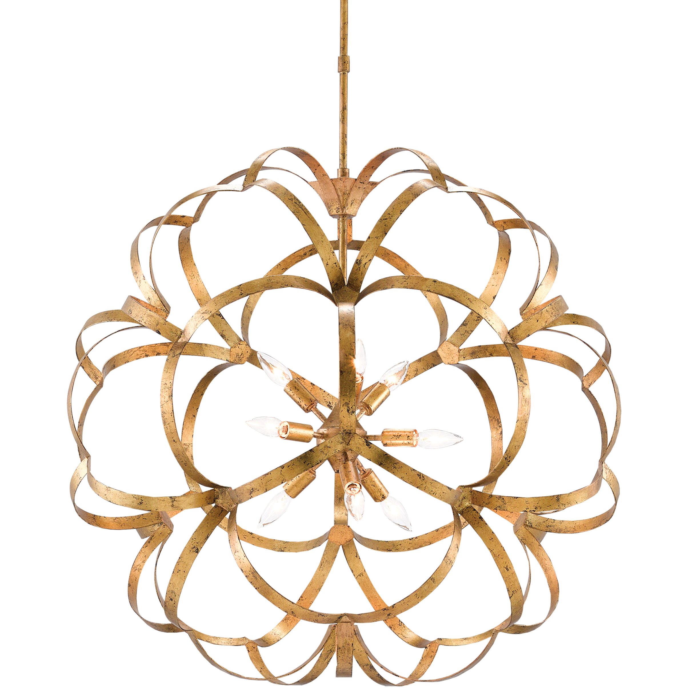Sappho 9 Light 34 inch New Gold Leaf Orb Chandelier Ceiling Light