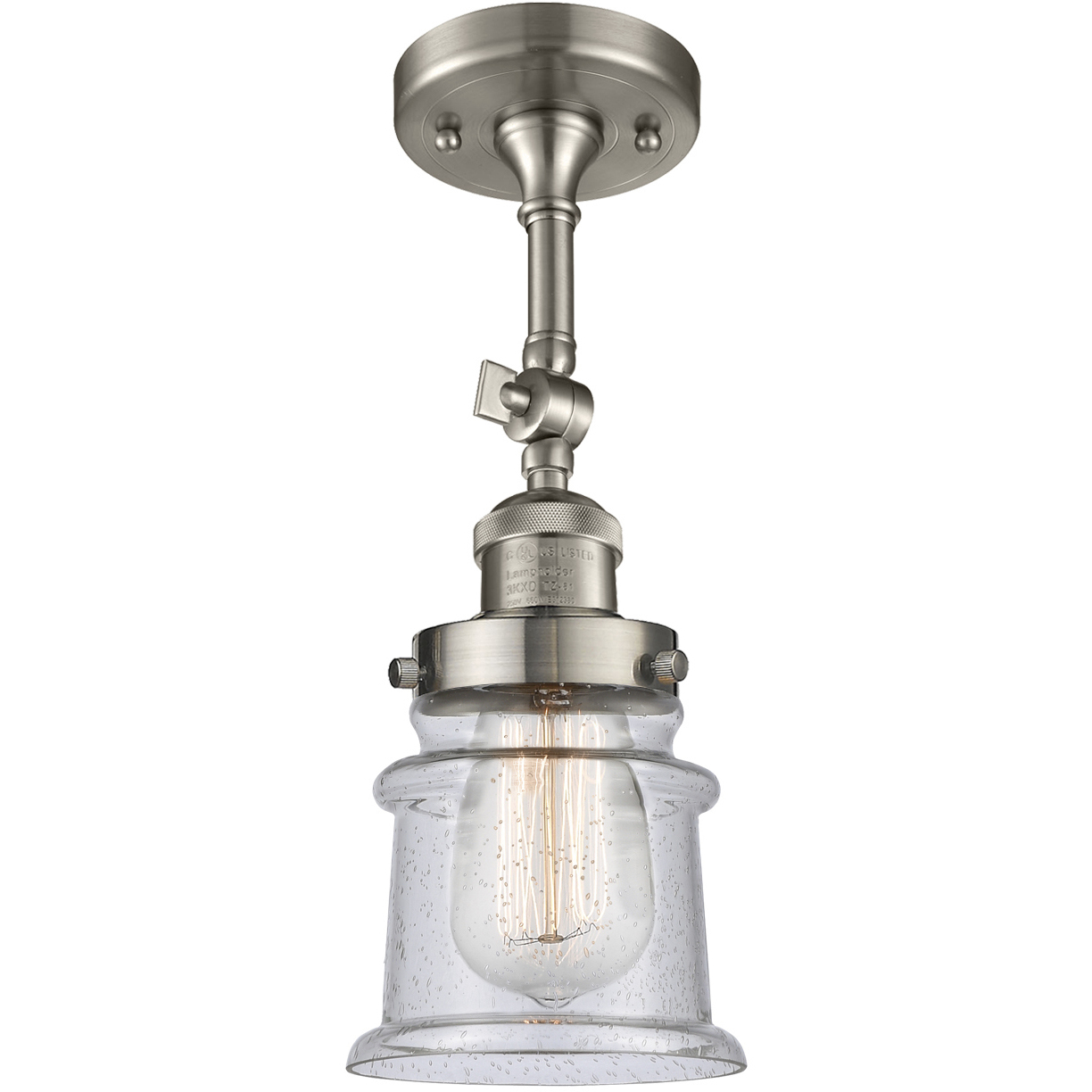 Franklin Restoration Small Canton 1 Light 7 inch Brushed Satin Nickel Sconce Wall Light in Seedy Glass, Franklin Restoration