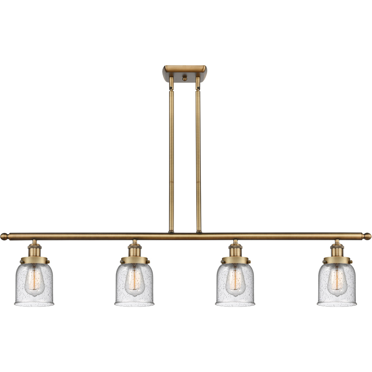 Ballston Small Bell LED 48 inch Brushed Brass Island Light Ceiling Light in Seedy Glass