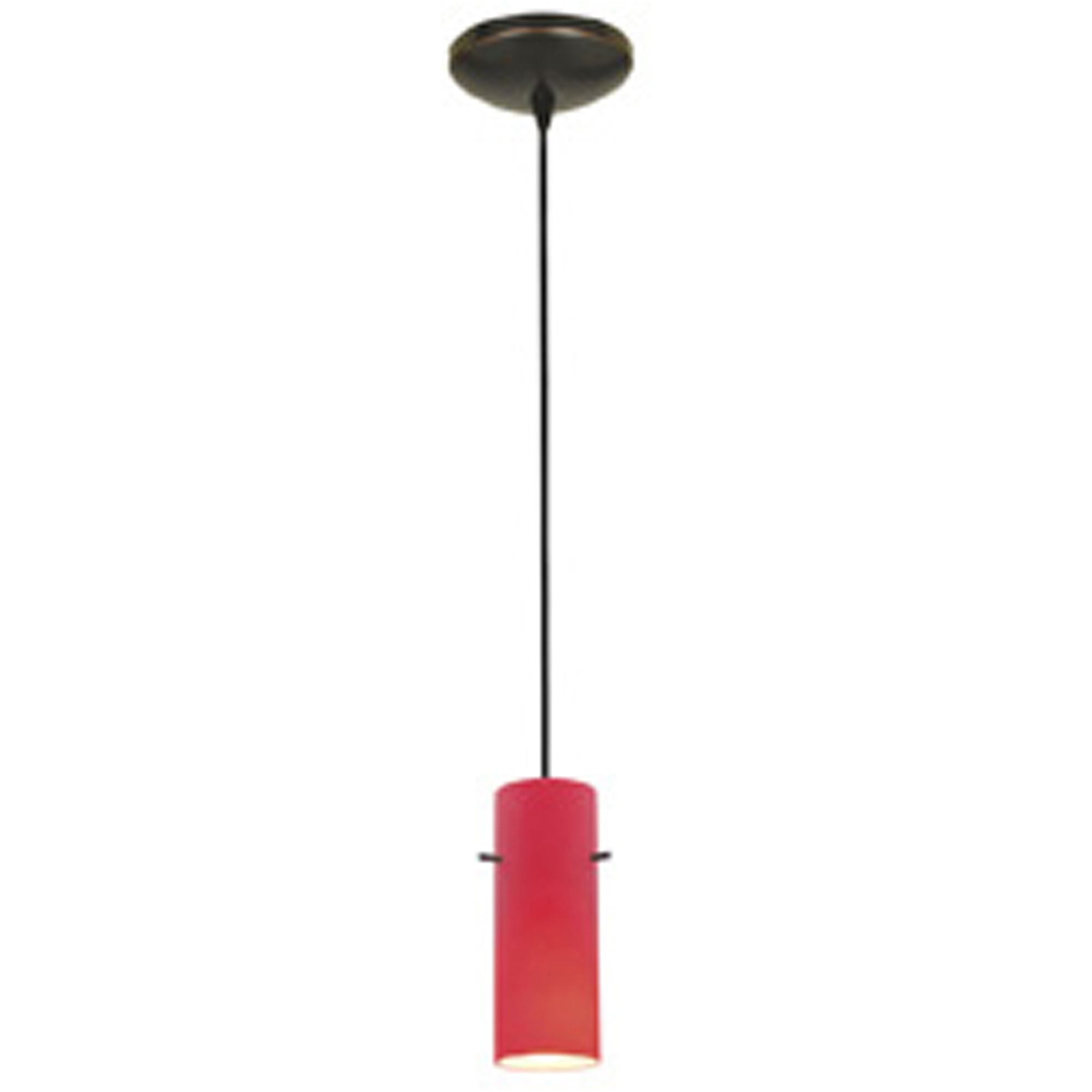 Cylinder 1 Light Oil Rubbed Bronze Pendant Ceiling Light in Red