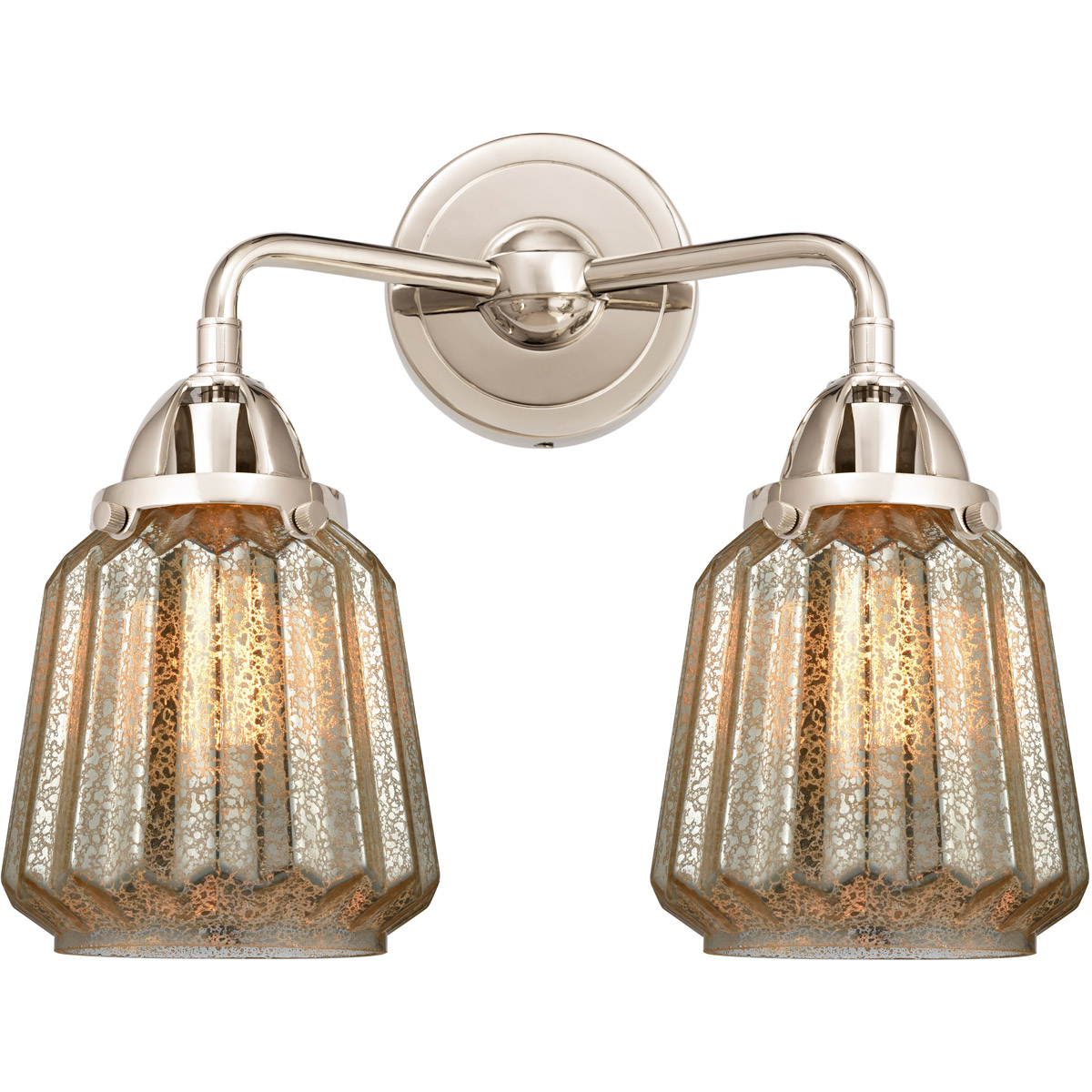 Nouveau 2 Chatham LED 14 inch Polished Nickel Bath Vanity Light Wall Light in Mercury Glass