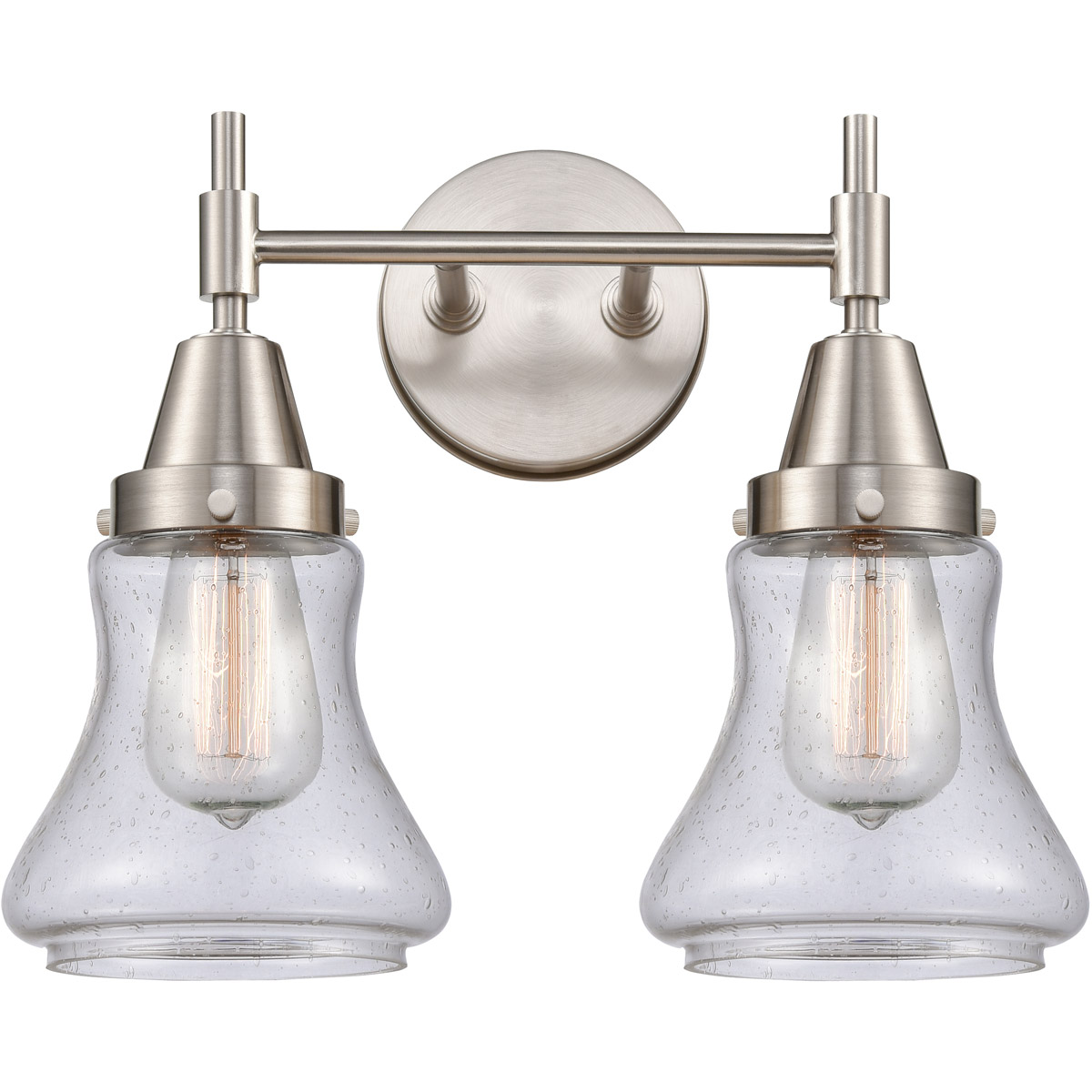 Caden LED 15 inch Satin Nickel Bath Vanity Light Wall Light in Seedy Glass