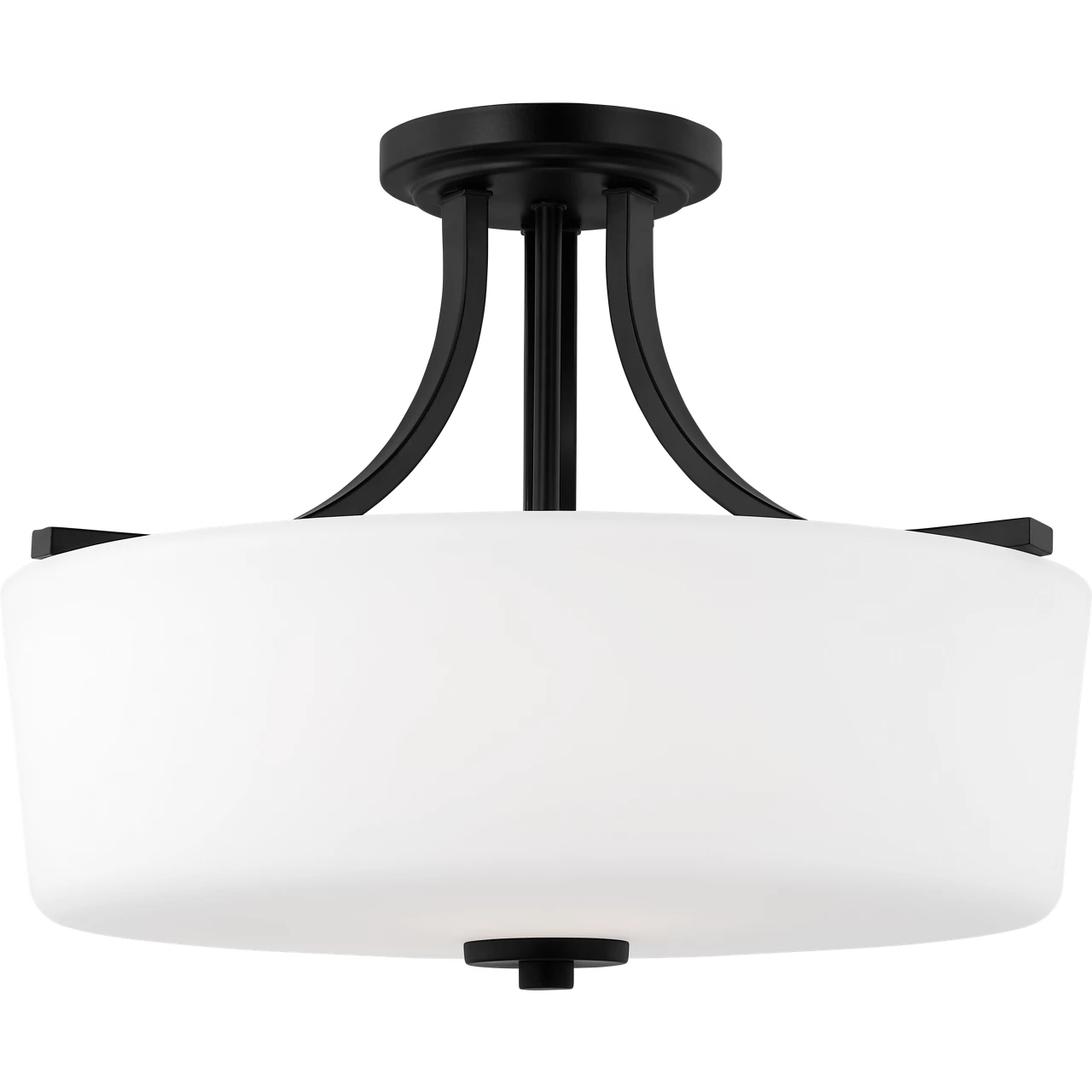 Kemal 3 Light 16 inch Midnight Black Semi-Flush Mount Ceiling Light