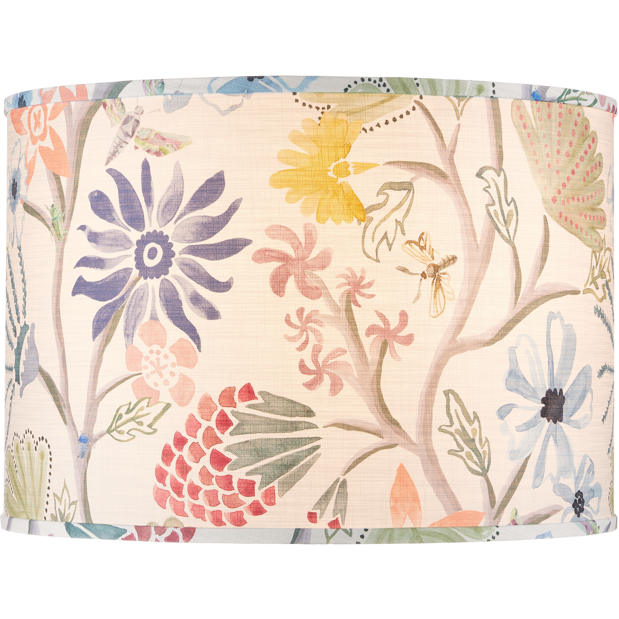 Madeline Ivory and Blue and Green and Yellow and Magenta 20 inch Drum Lamp Shade