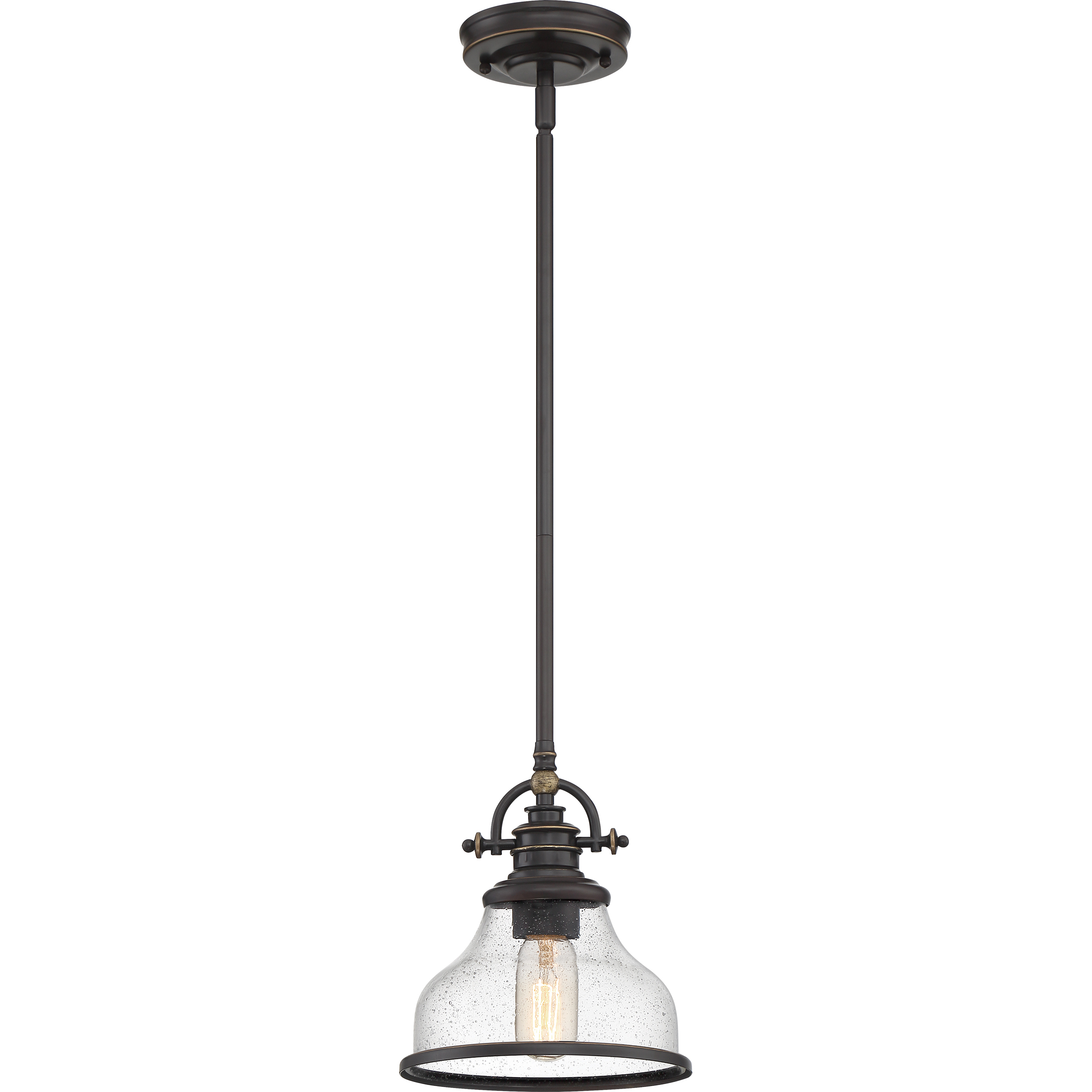 Grant 1 Light 8 inch Palladian Bronze Mini Pendant Ceiling Light in Clear Seedy Glass