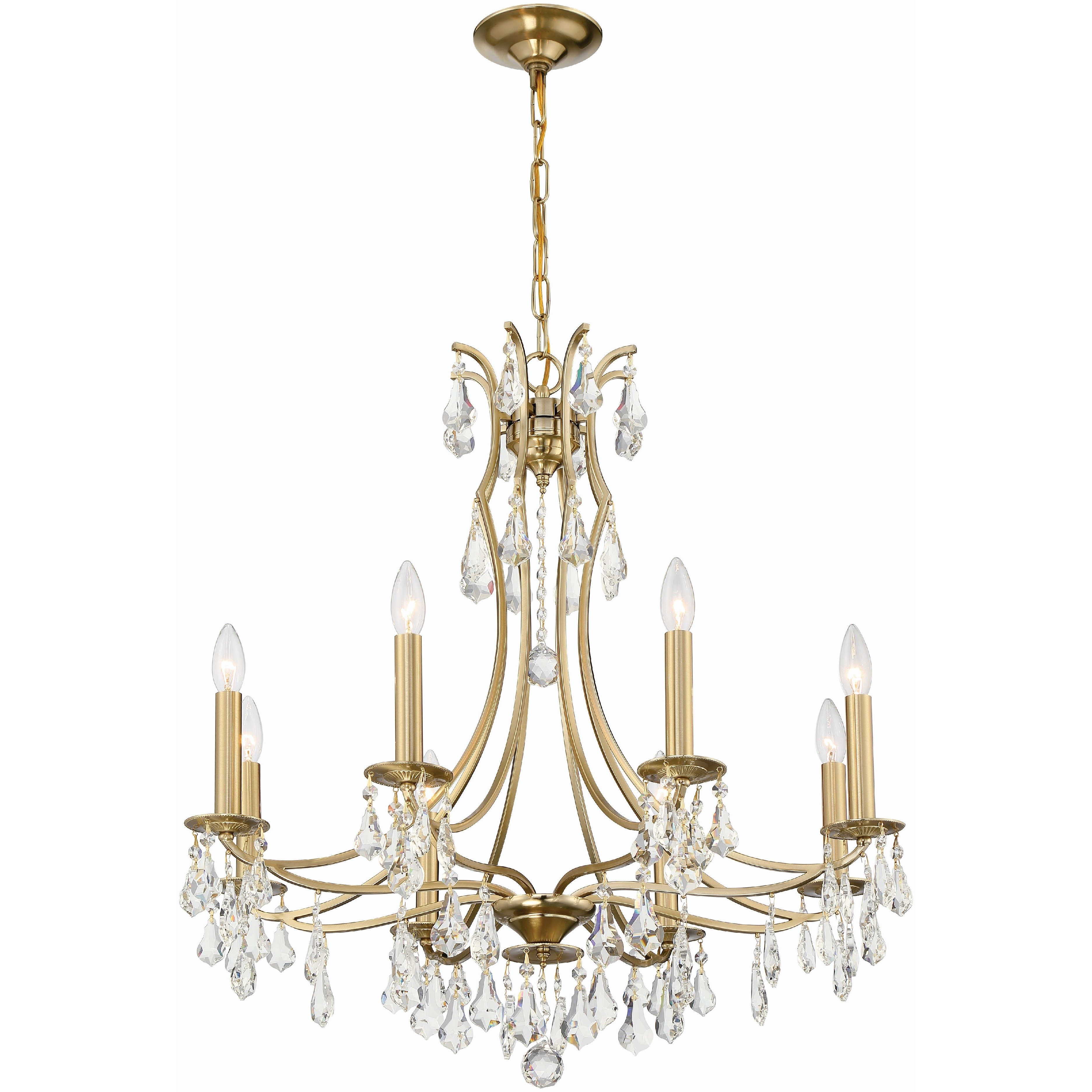 Cedar 8 Light 28 inch Vibrant Gold Chandelier Ceiling Light in Clear Hand Cut