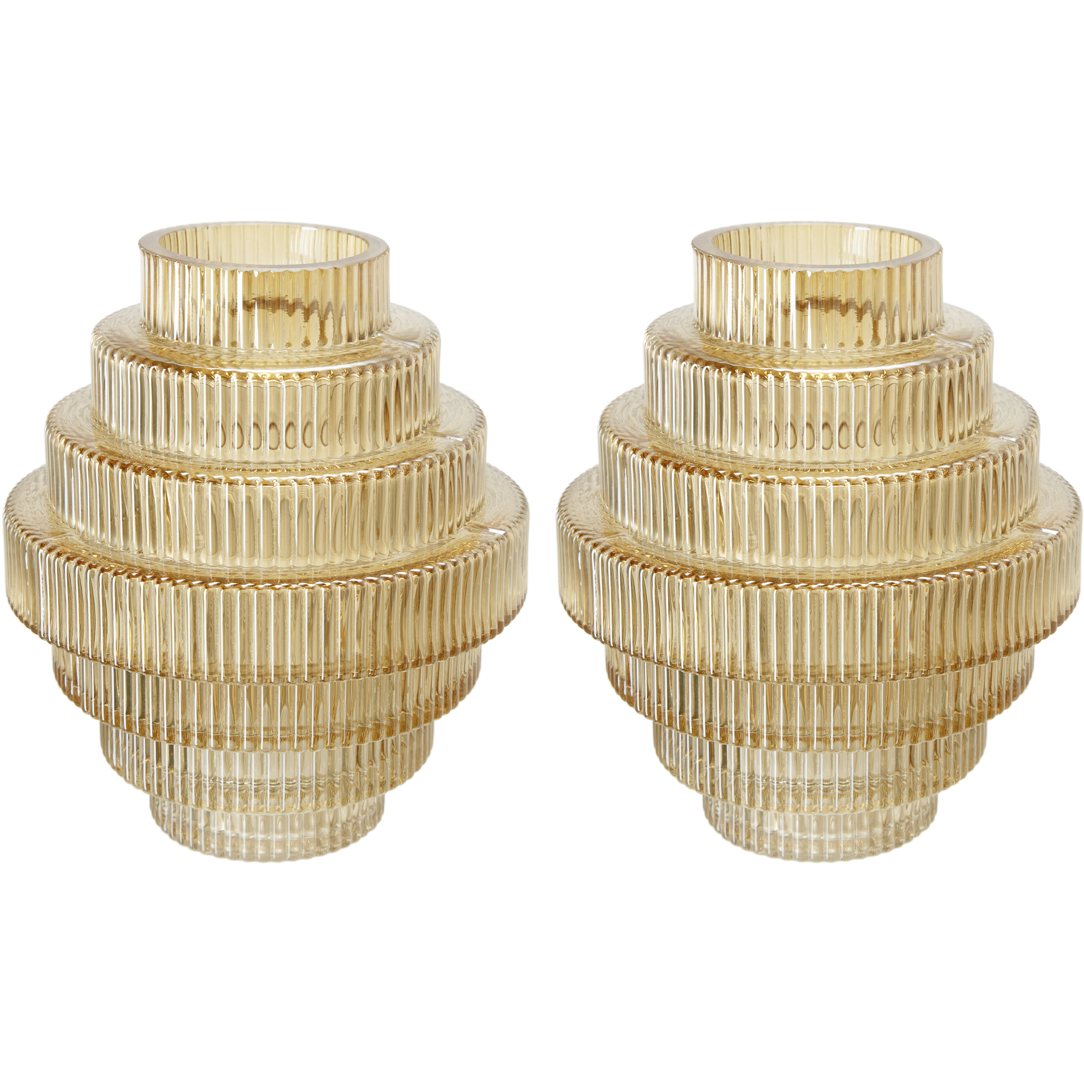 Ribbed Geometric 6.7 X 5.9 inch Vase in Amber