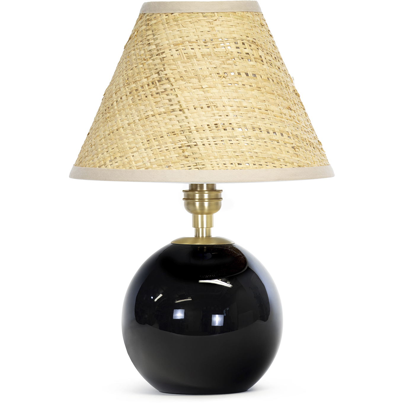 Giorgio 14 inch 60 watt Natural Brass Mini Lamp Portable Light in Rattan Shade