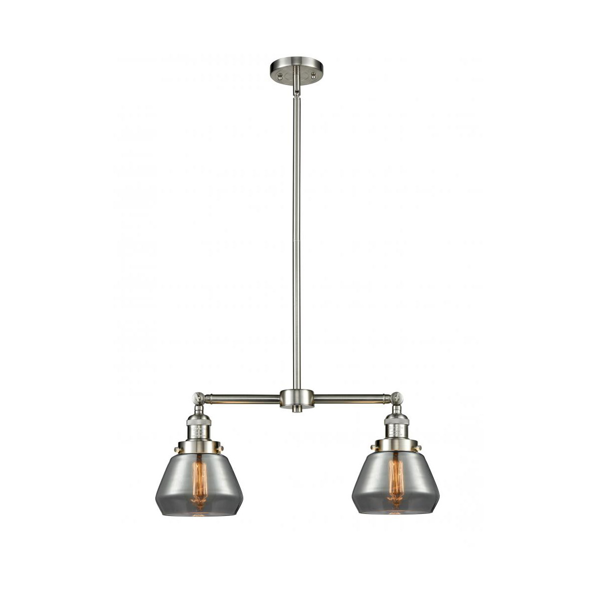 Franklin Restoration Fulton 2 Light 21 inch Brushed Satin Nickel Chandelier Ceiling Light in Plated Smoke Glass, Franklin Restoration